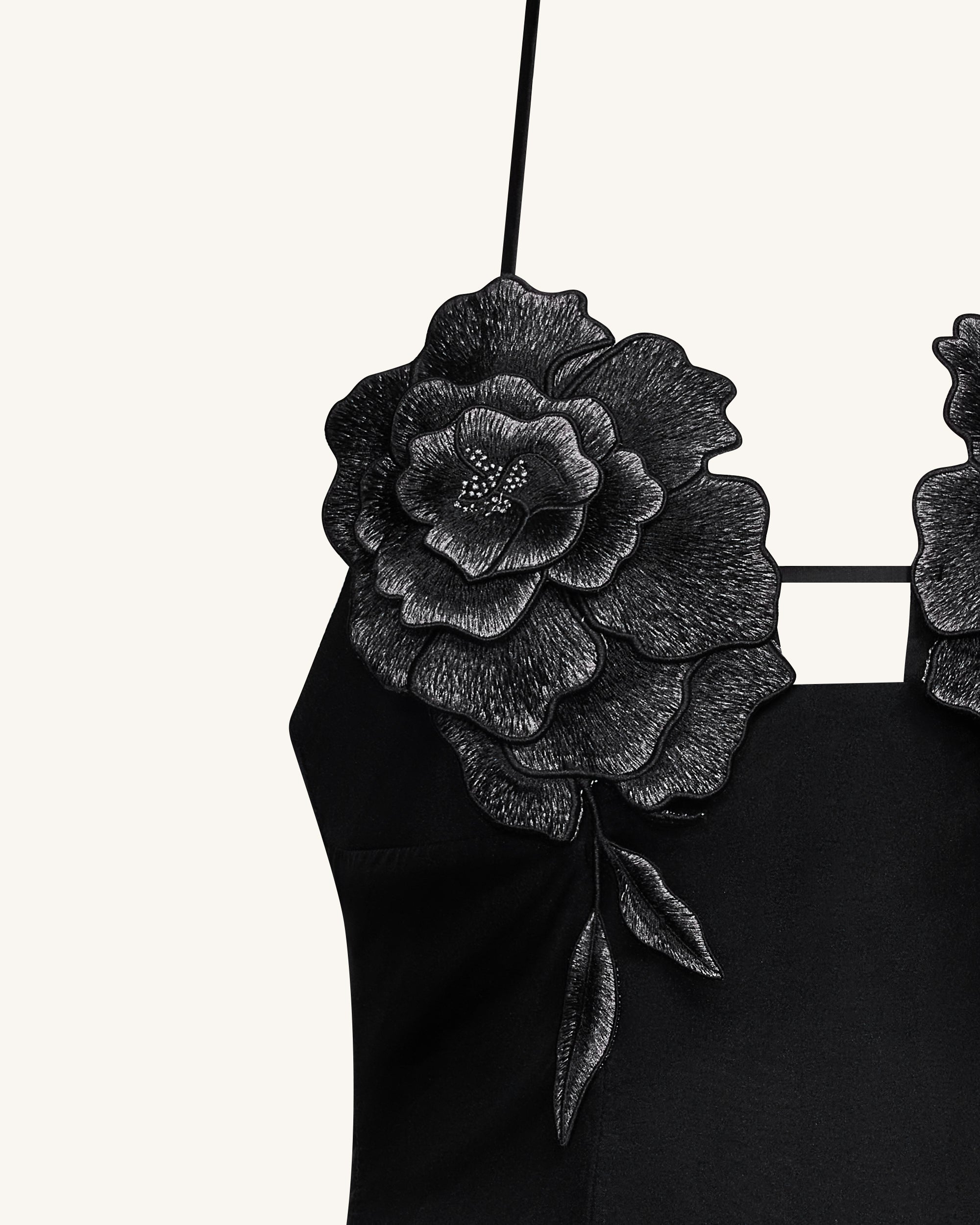 Flower Embroidered Mini Dress - Black | JW PEI Flower Embroidered Mini Dress - Black | JW PEI