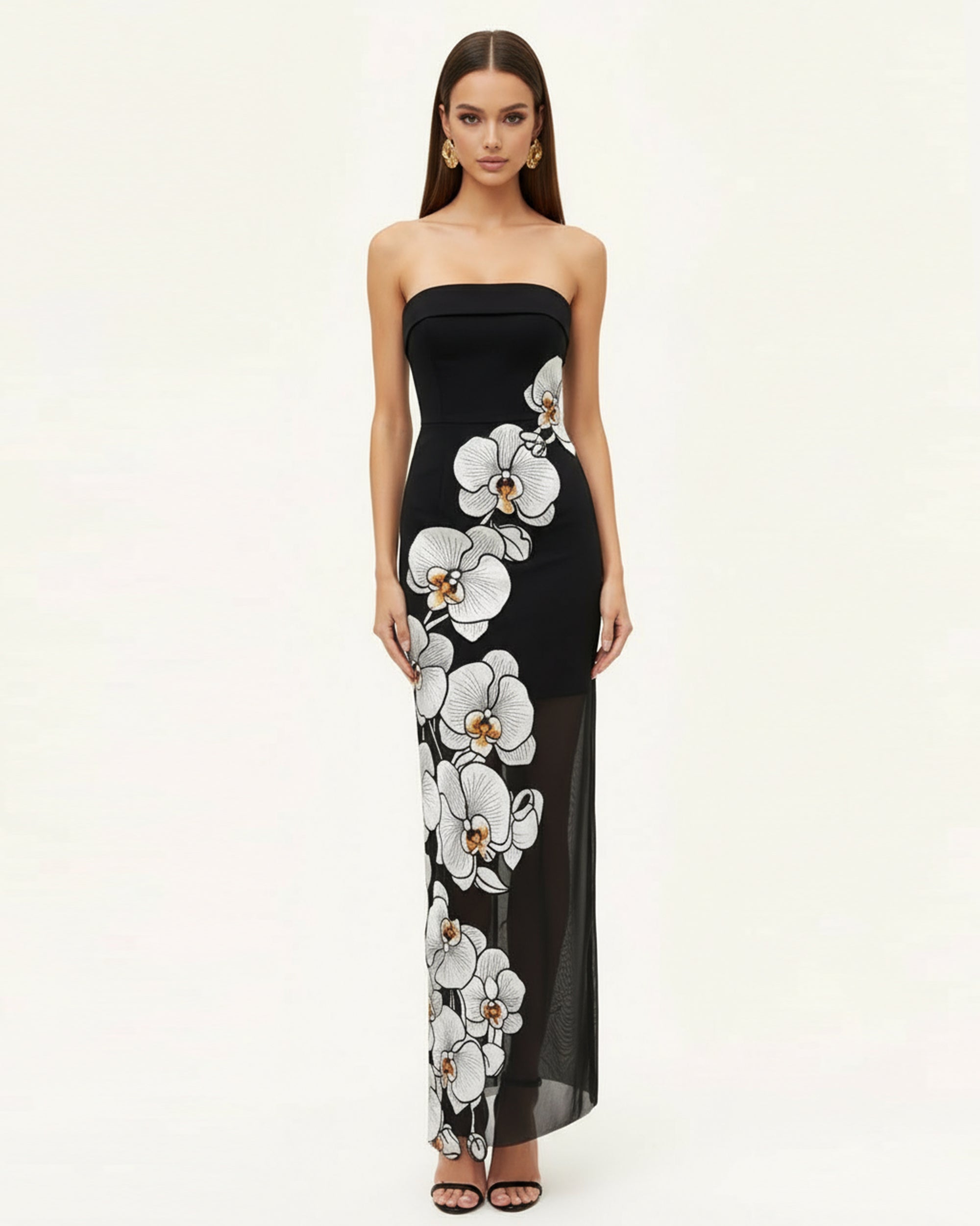 Orchid Embroidered Dress - Black