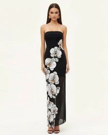 Orchid Embroidered Dress - Black