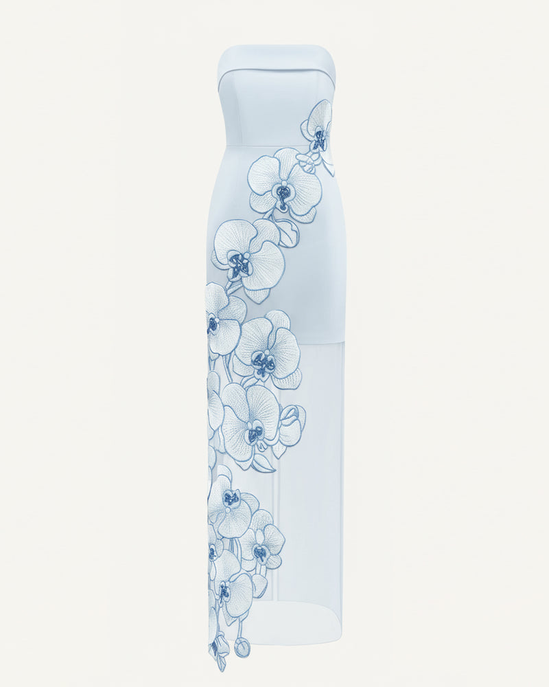Orchid Embroidered Dress - Light Blue