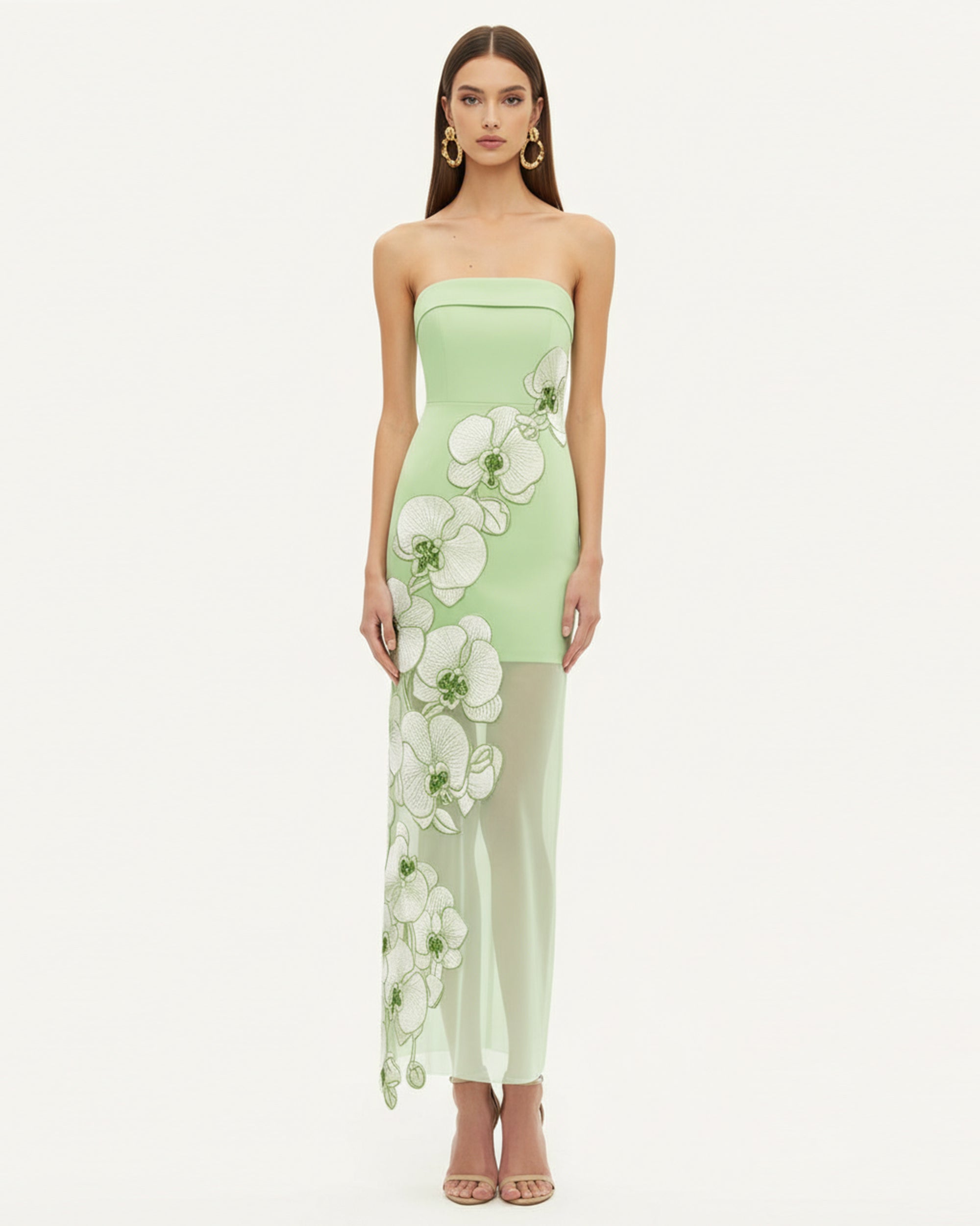 Orchid Embroidered Dress - Light Green