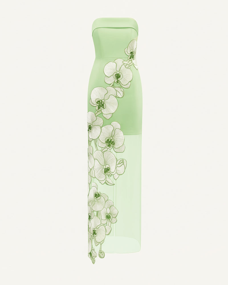 Orchid Embroidered Dress - Light Green