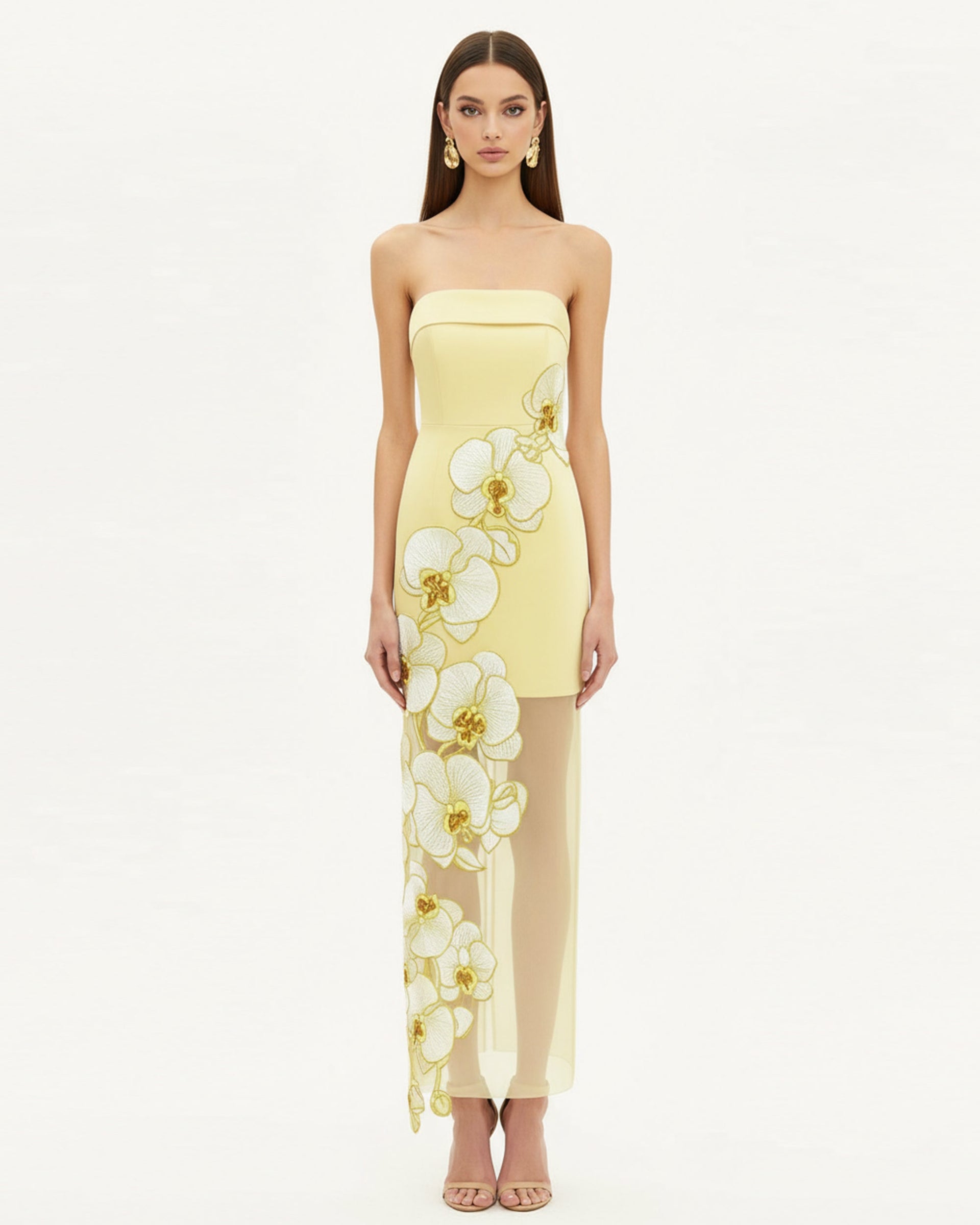yellow embroidered dress by idol Orchid Embroidered Dress - Yellow
