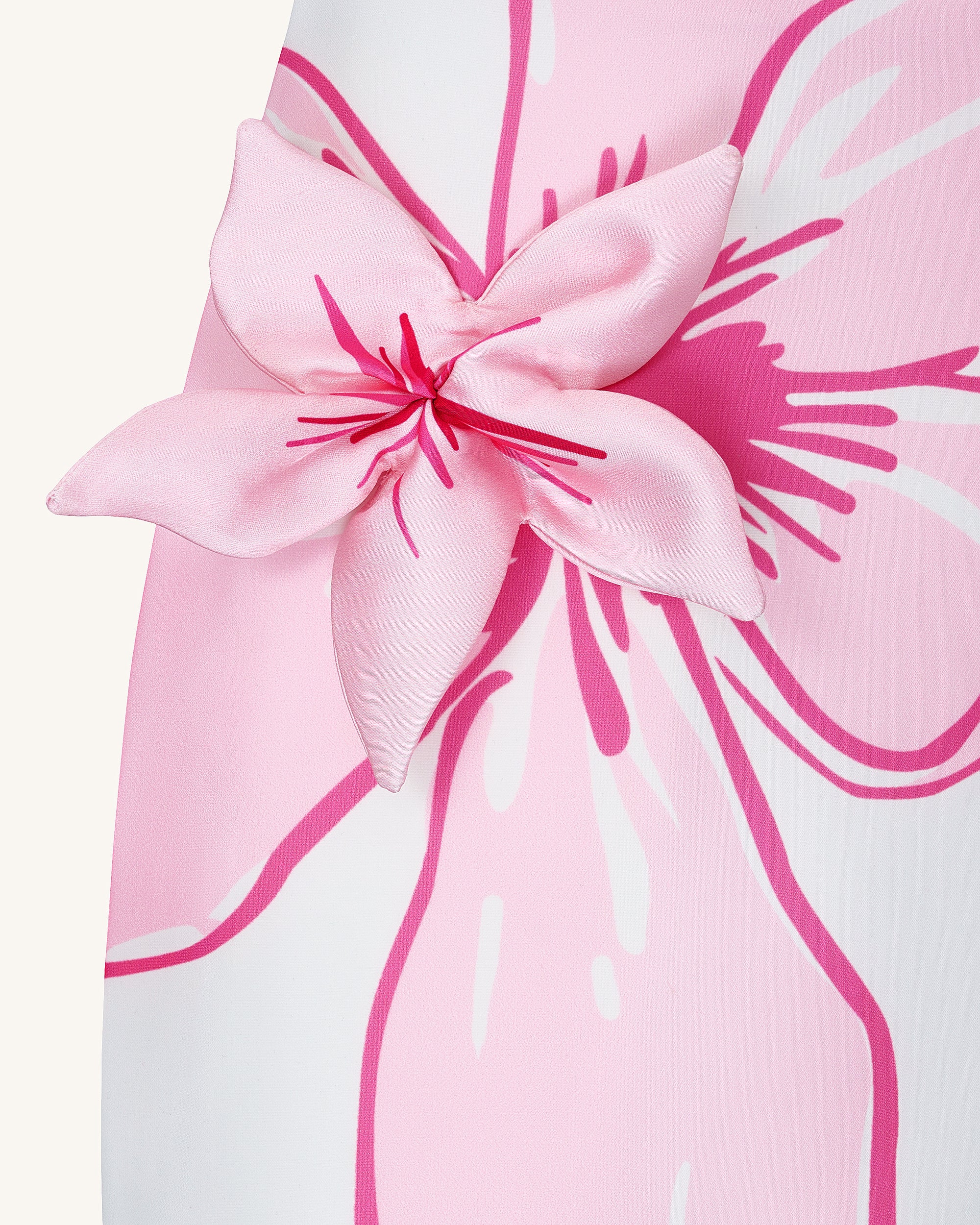 Mini Dress with Pink Floral Appliqus - White/Pink 2 | US Mini Dress with Pink Floral Appliqus - White/Pink 2 | US