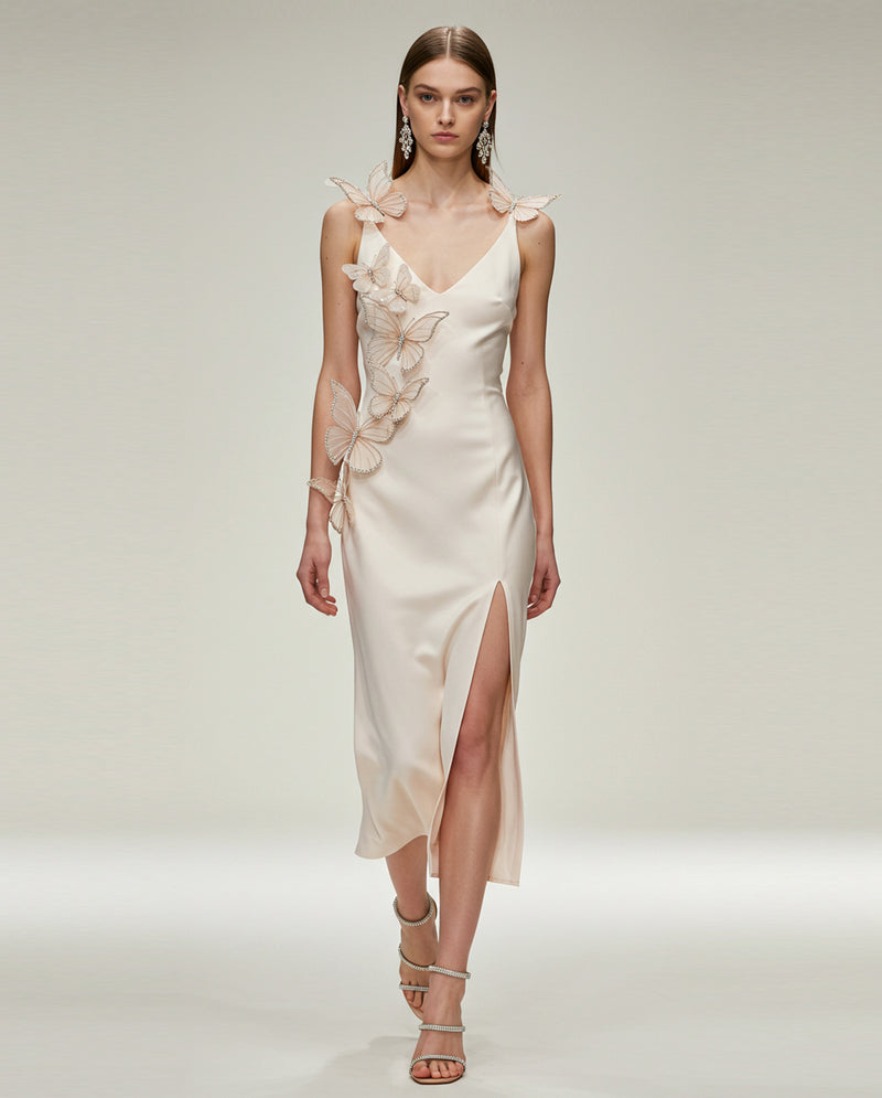 Satin Butterfly Dress - Ivory
