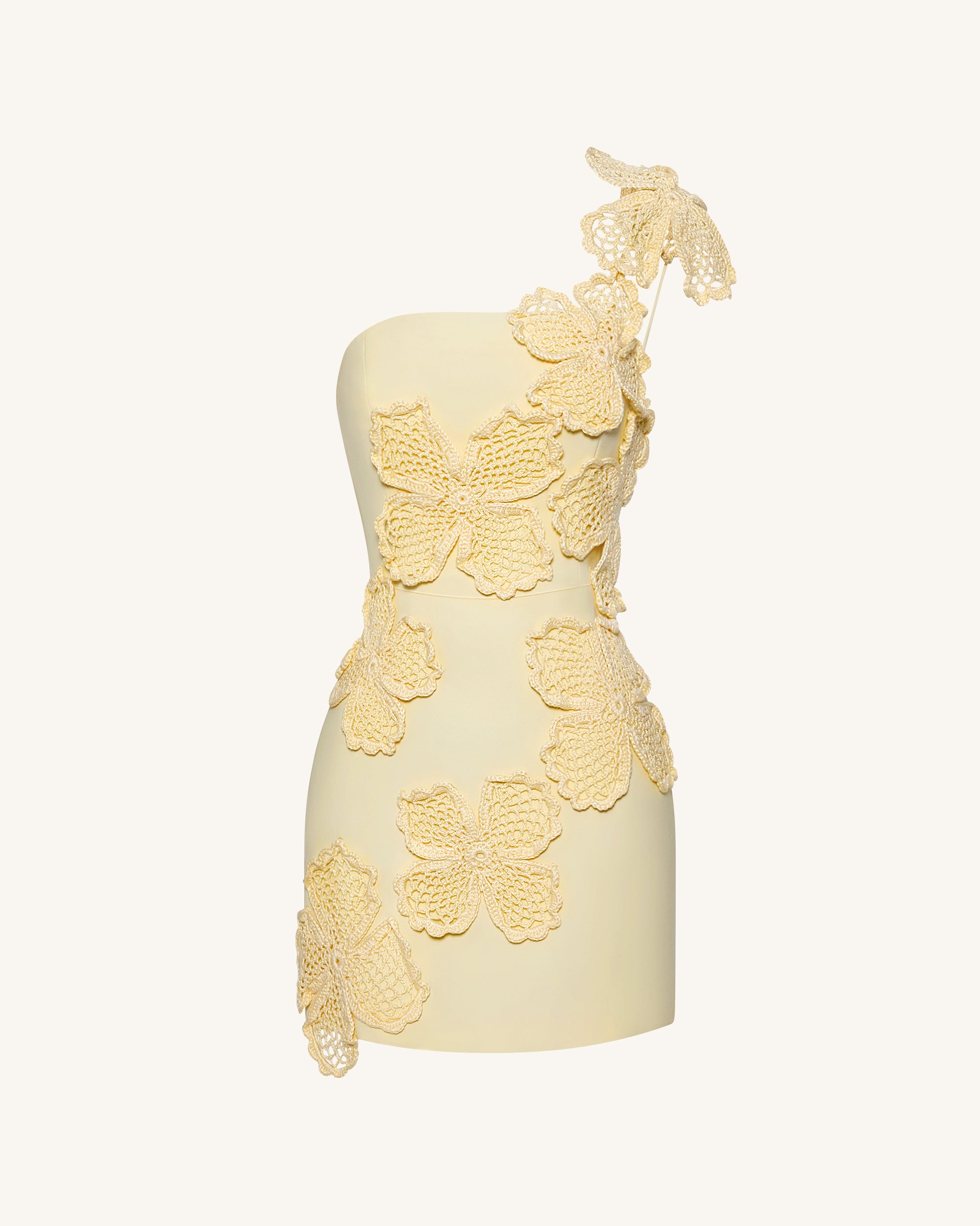 floral applique mini dress Crochet Floral Appliqué Mini Dress - Yellow 8