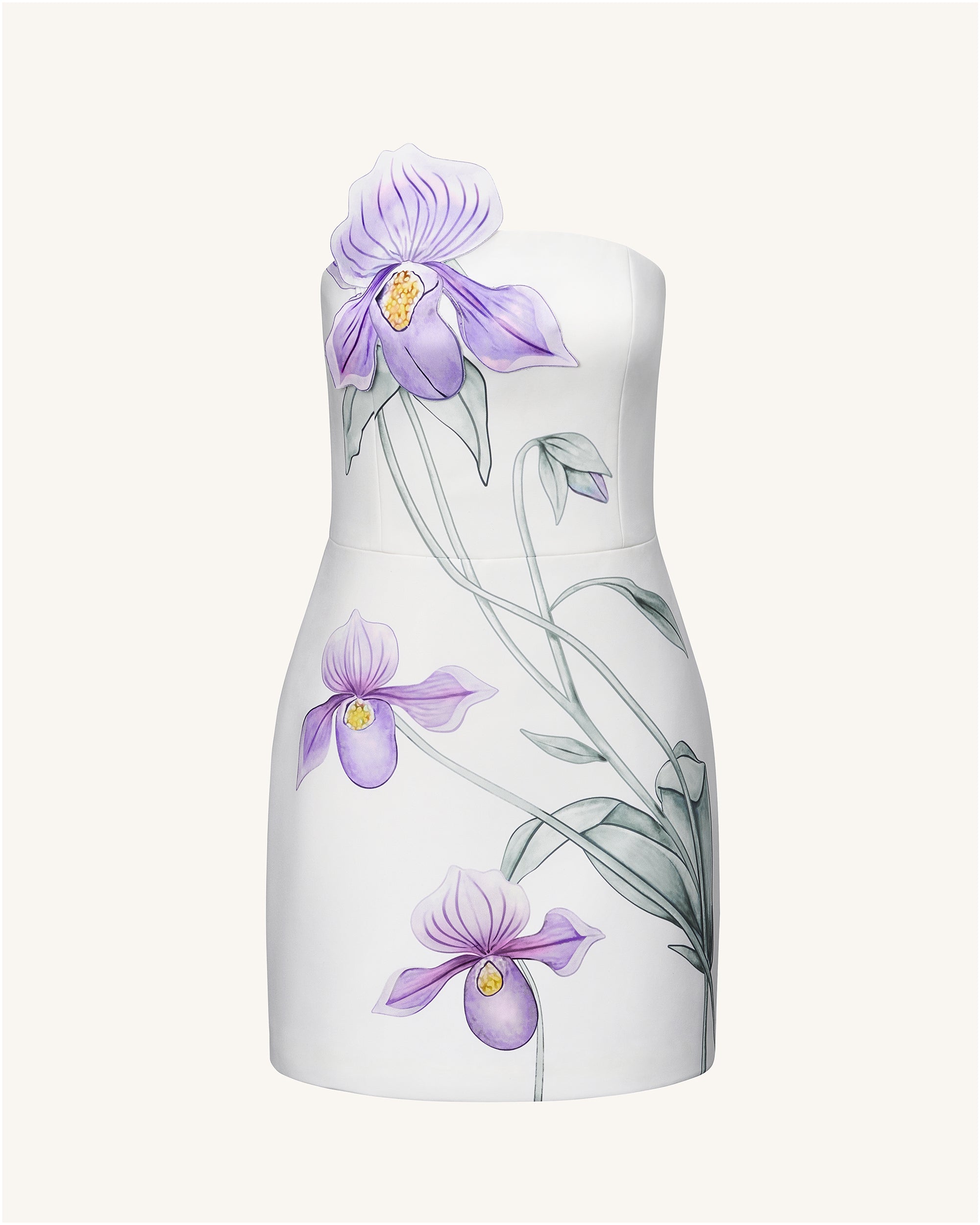 Slipper Orchid Appliqué Mini Dress - White | JW PEI