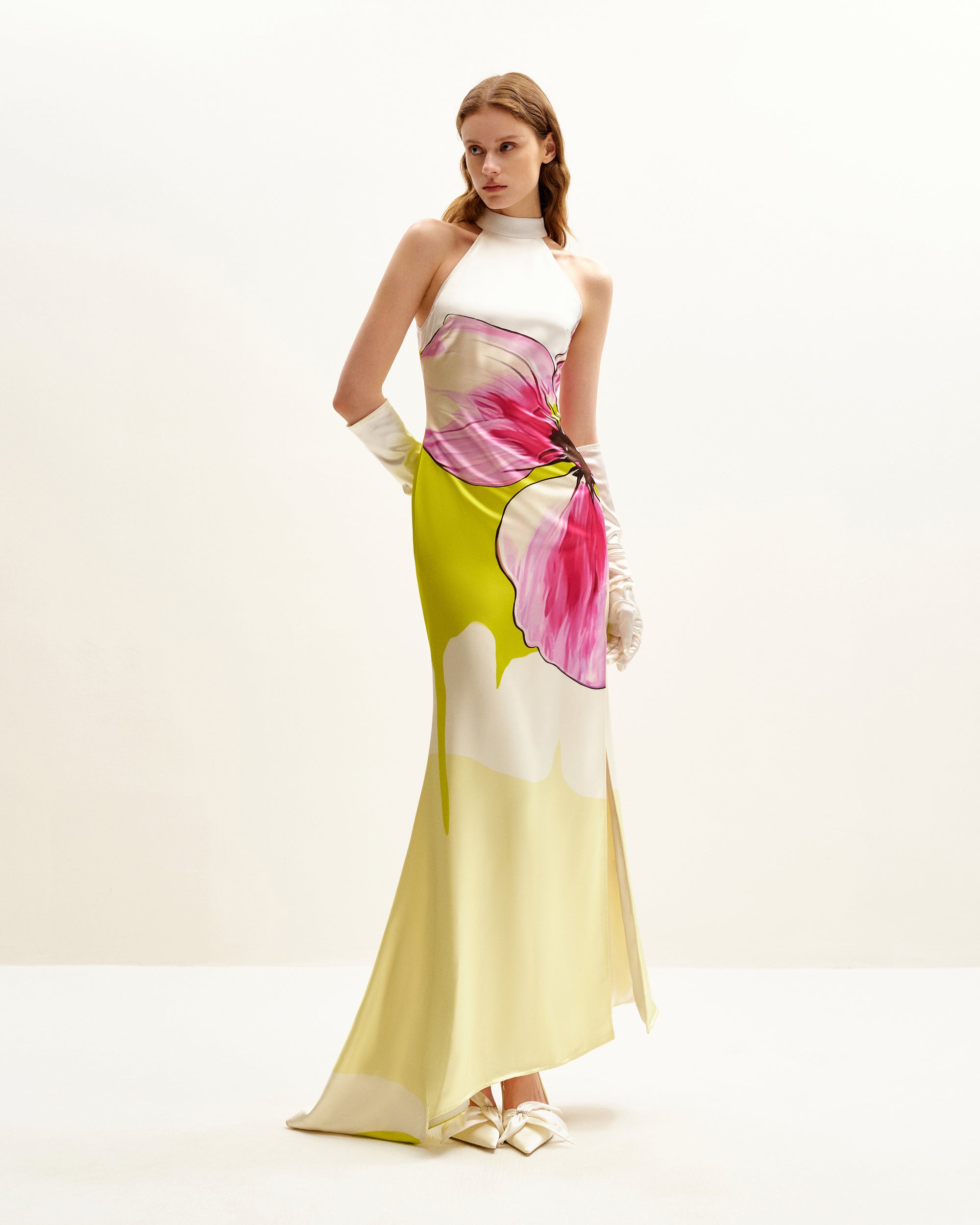 Olivia Floral Halter Gown - Multicolor