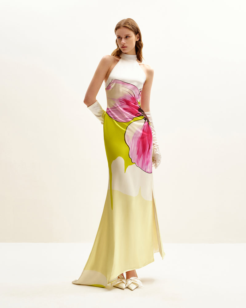 Olivia Floral Halter Gown - Multicolor