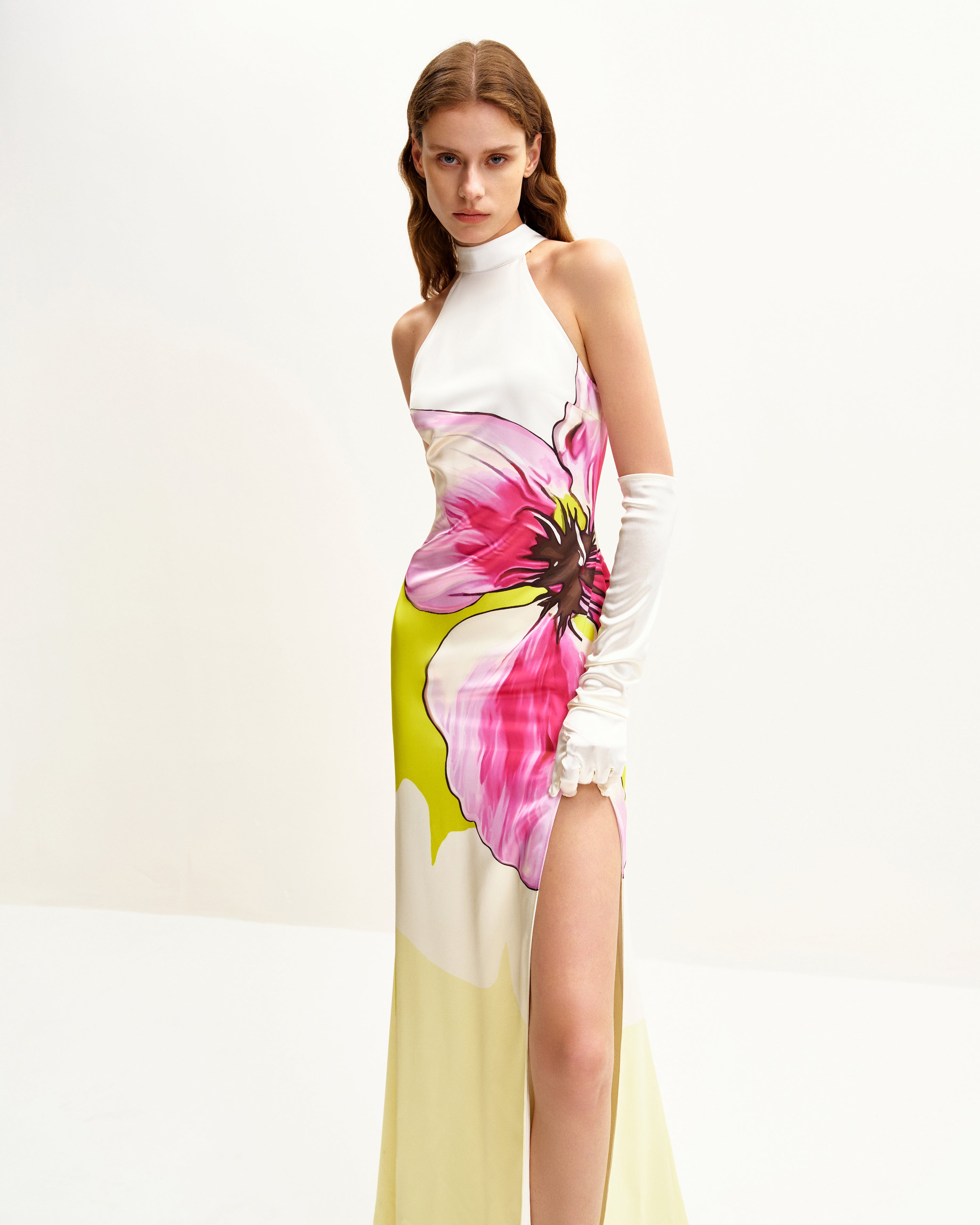 Olivia Floral Halter Gown - Multicolor | JW PEI