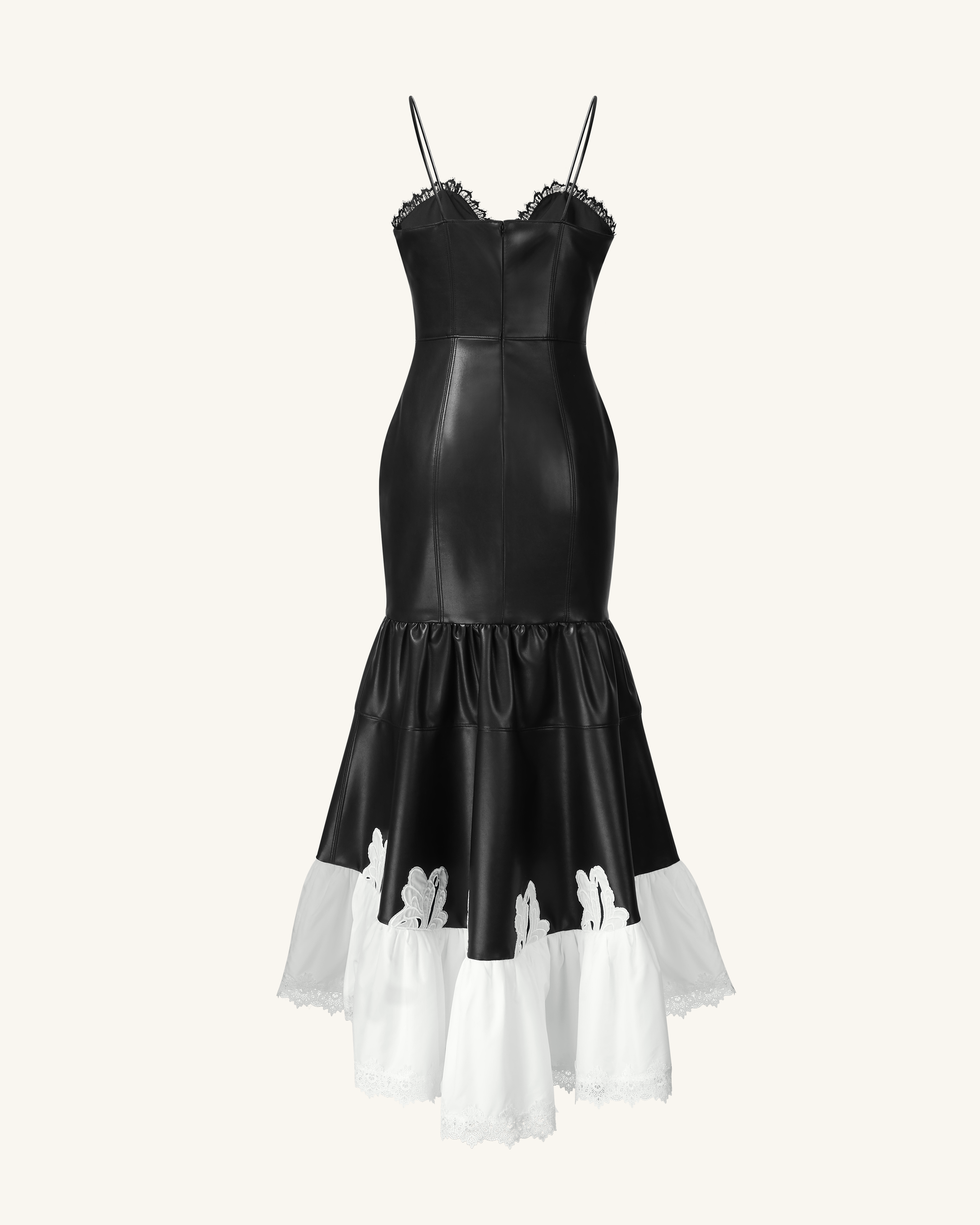 Zora Lace Trim Leather Dress - Black | JW PEI Zora Lace Trim Leather Dress - Black | JW PEI