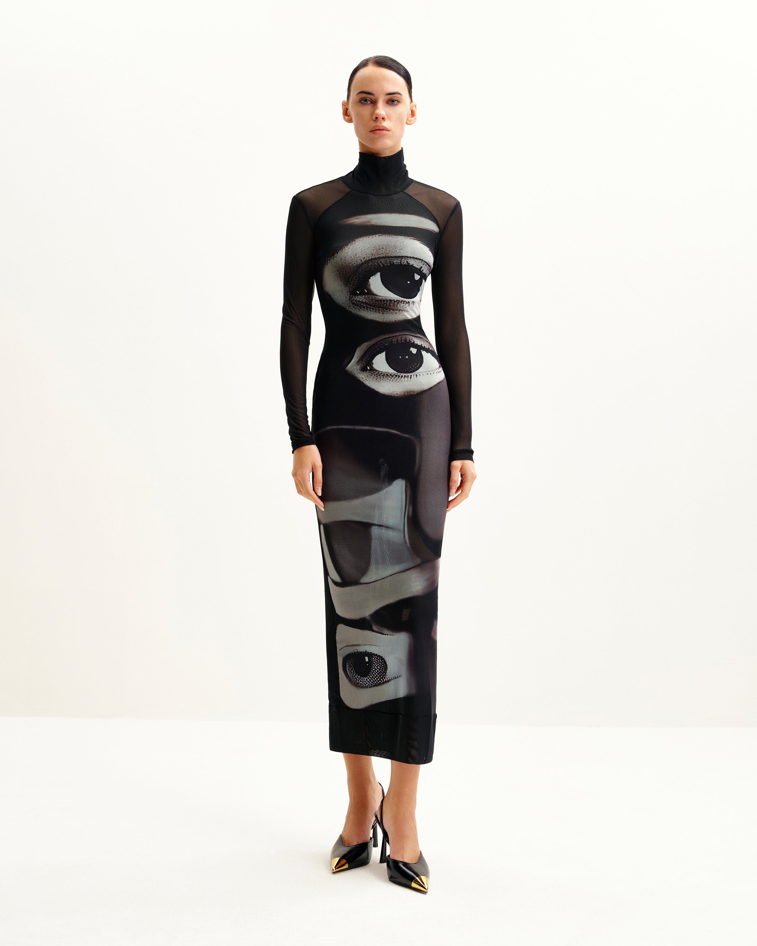 Sophia Eye Print Mesh Dress - Black/White | JW PEI Sophia Eye Print Mesh Dress - Black/White | JW PEI