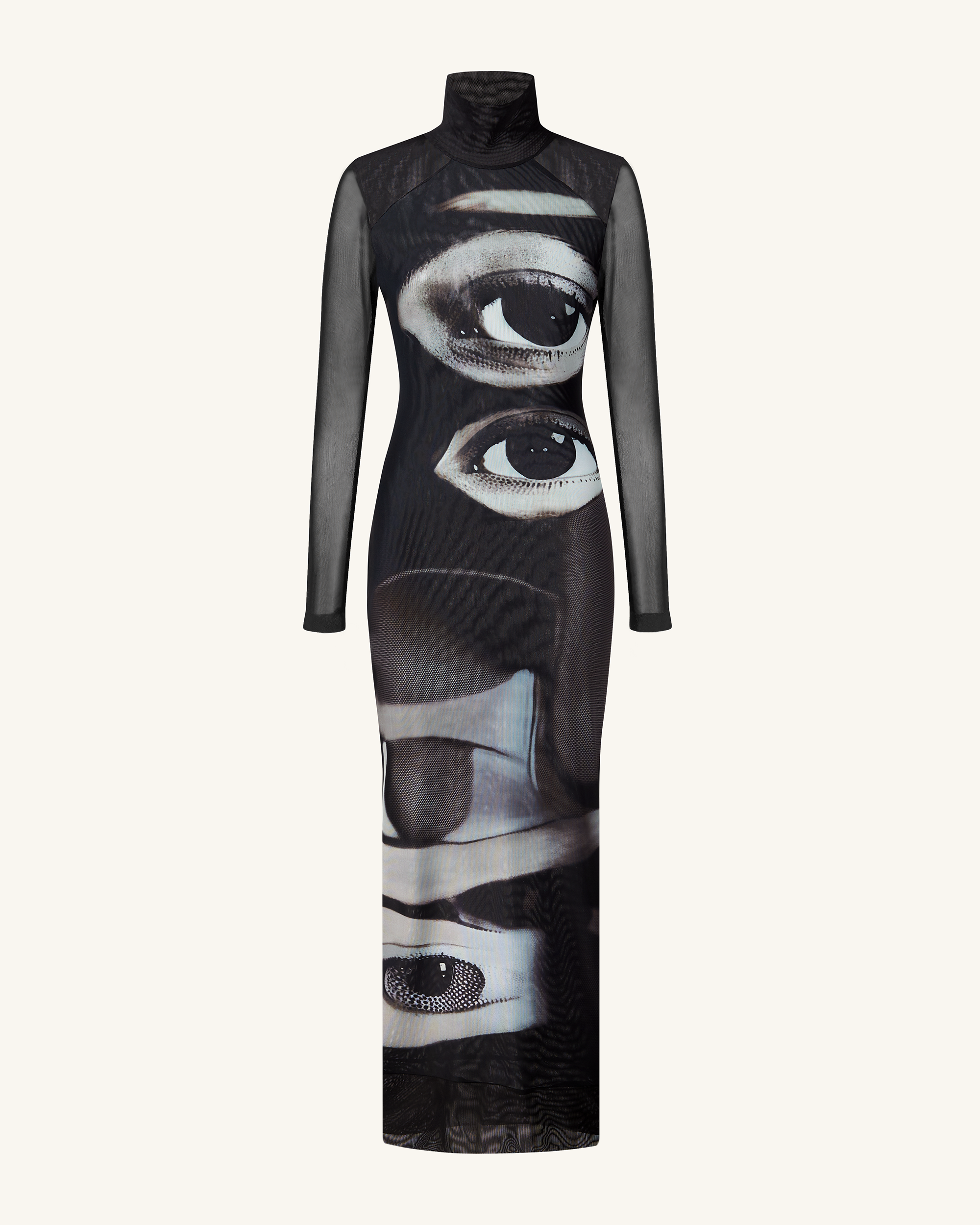 Sophia Eye Print Mesh Dress - Black/White 6 | US Sophia Eye Print Mesh Dress - Black/White 6 | US