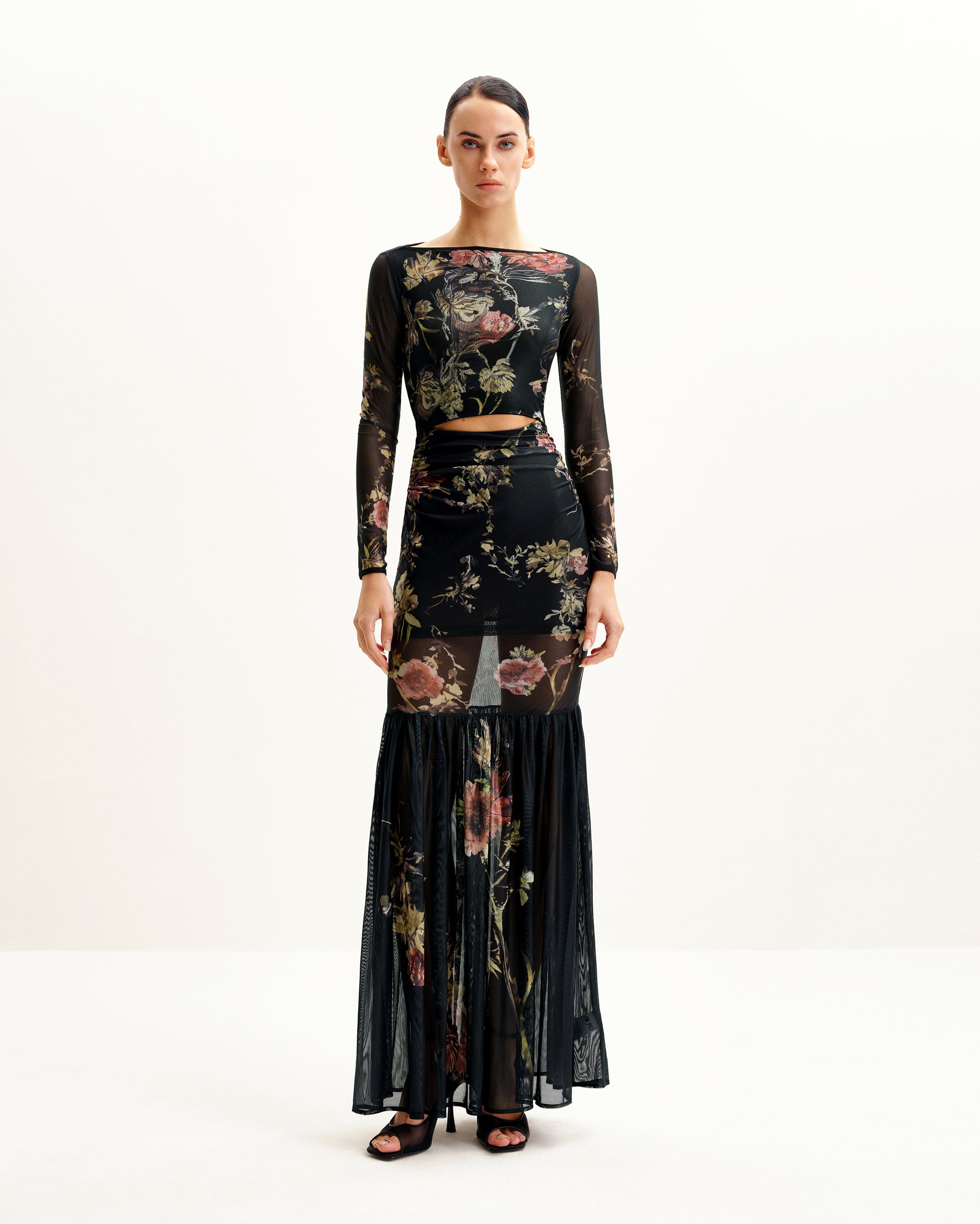 mesh print dress Sundown Mesh Slip Dress Cream/Black / L