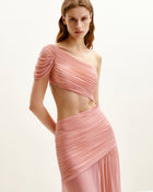 Mia Pleated Mesh Dress - Blush