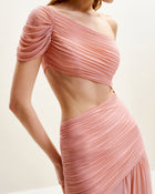 Mia Pleated Mesh Dress - Blush