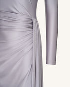 Amara Metallic Ruched Dress - Silver