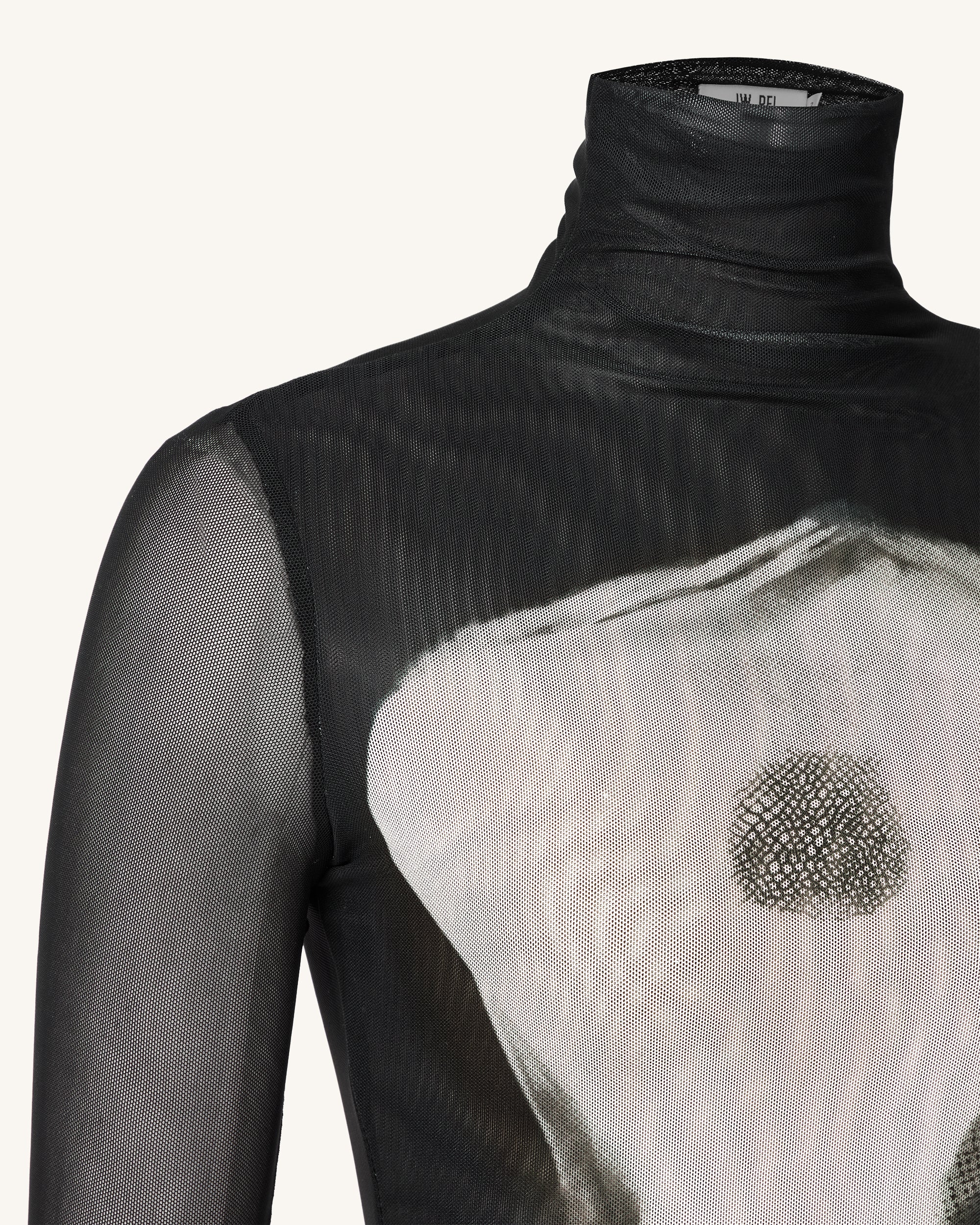 Eva Body Print Mesh Dress - Black and White 8 | UK Eva Body Print Mesh Dress - Black and White 8 | UK