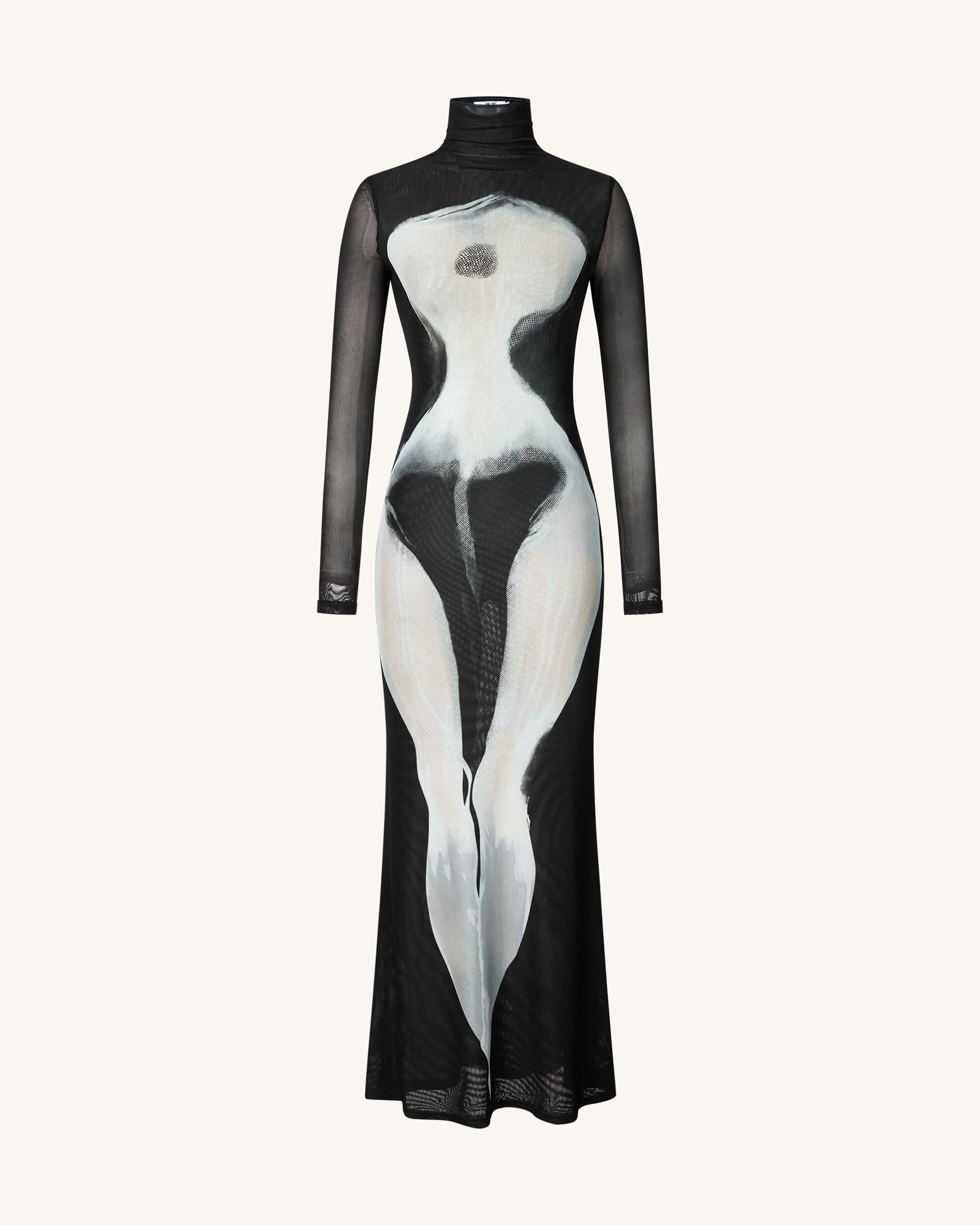 shape stone body print mesh maxi dress Cream Mesh Rhinestone Maxi Dress self-portrait-US