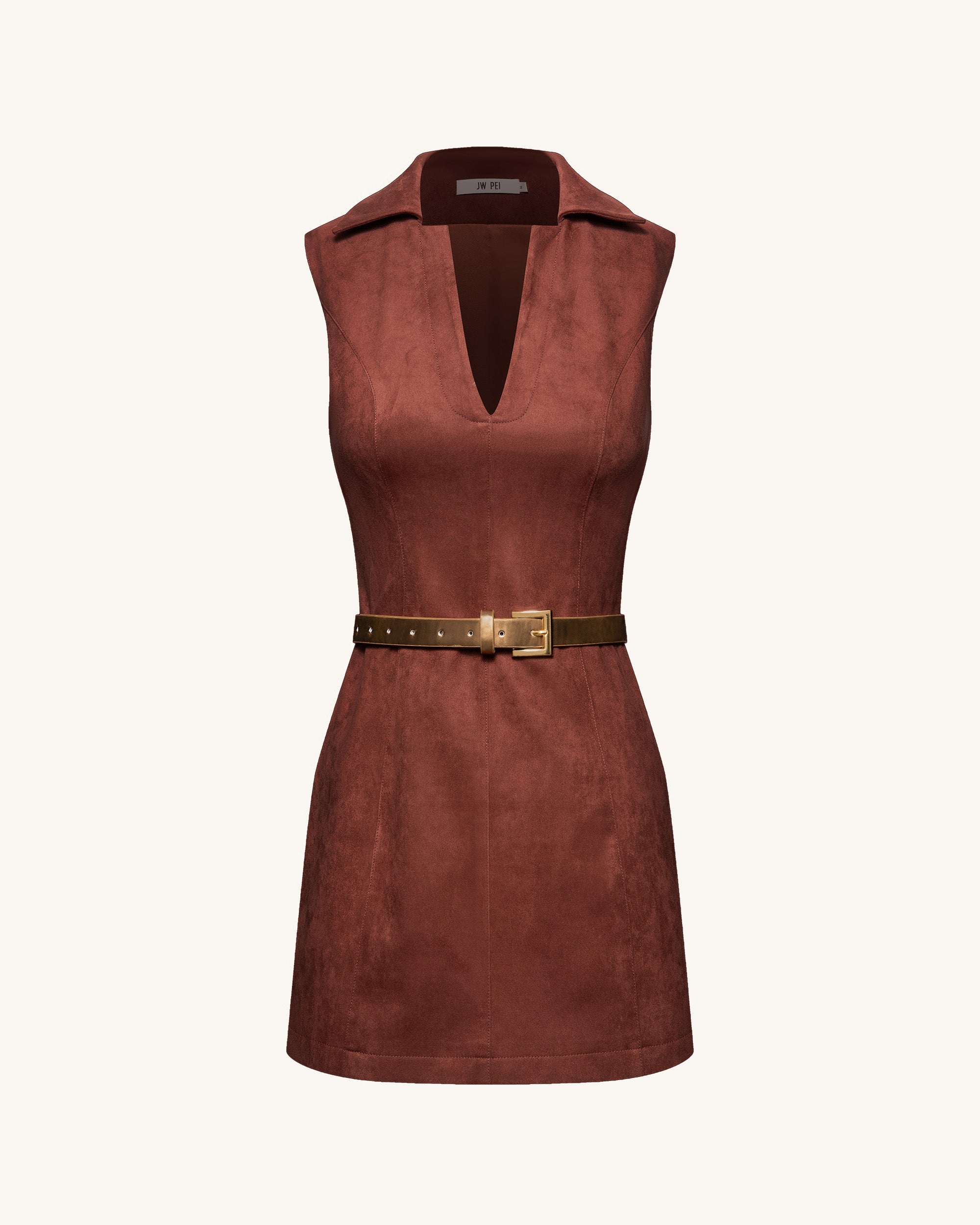 Ariana Sleeveless Suedes Mini Dress - Burgundy 8 | US Ariana Sleeveless Suedes Mini Dress - Burgundy 8 | US