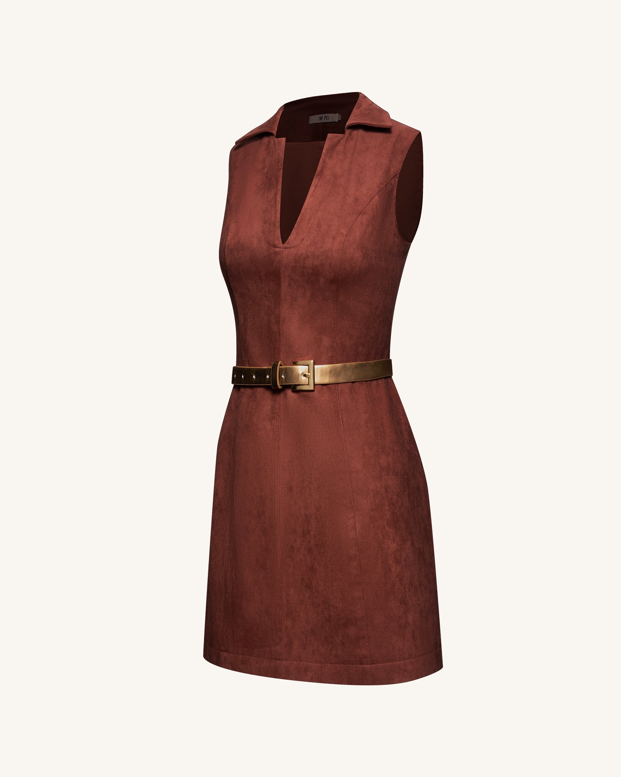 Ariana Sleeveless Suedes Mini Dress - Burgundy 8 Ariana Sleeveless Suedes Mini Dress - Burgundy 8