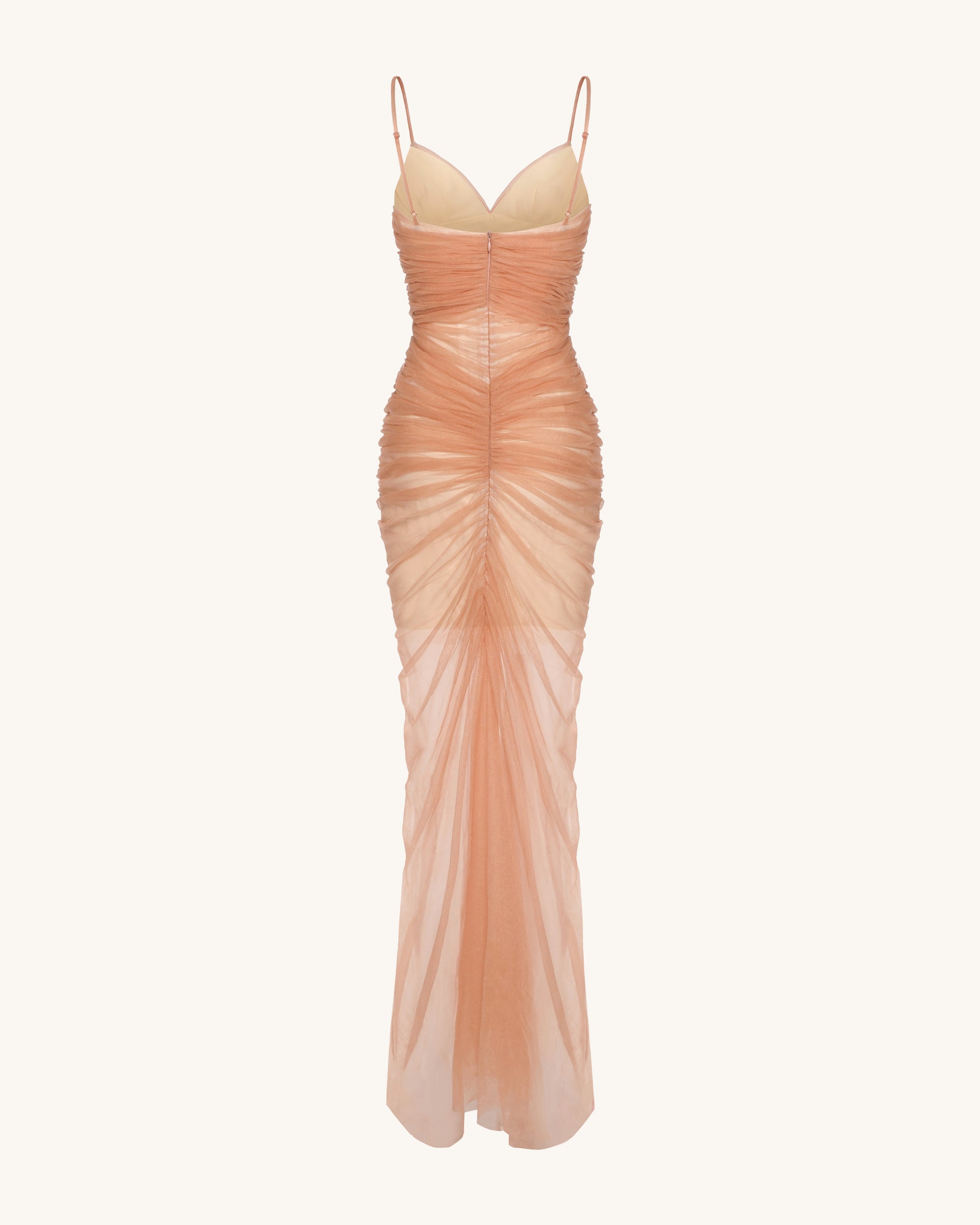 Piper Draped Mesh Evening Gown - Cinnamon 6 | US Piper Draped Mesh Evening Gown - Cinnamon 6 | US