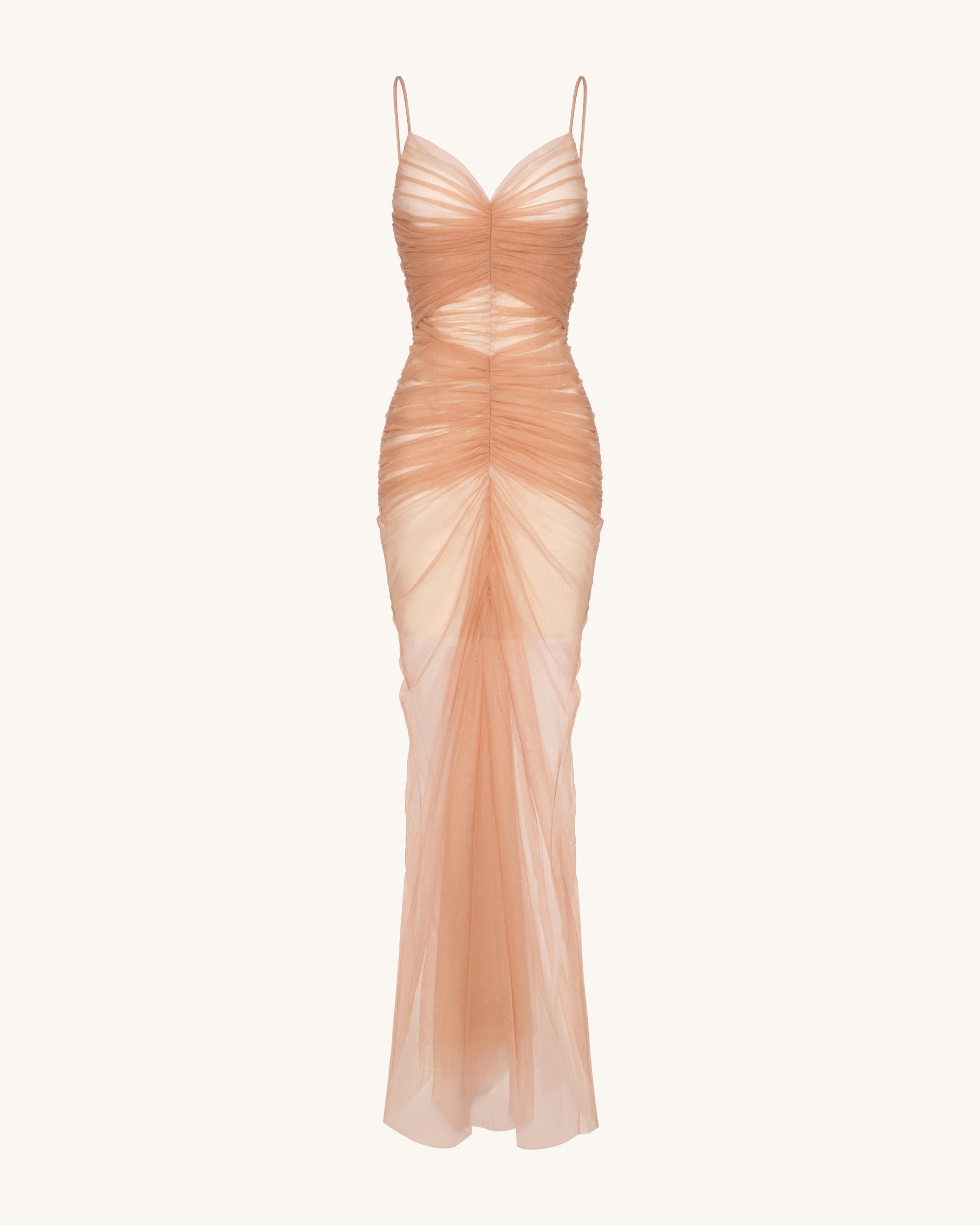 Piper Draped Mesh Evening Gown - Cinnamon 6 | US Piper Draped Mesh Evening Gown - Cinnamon 6 | US