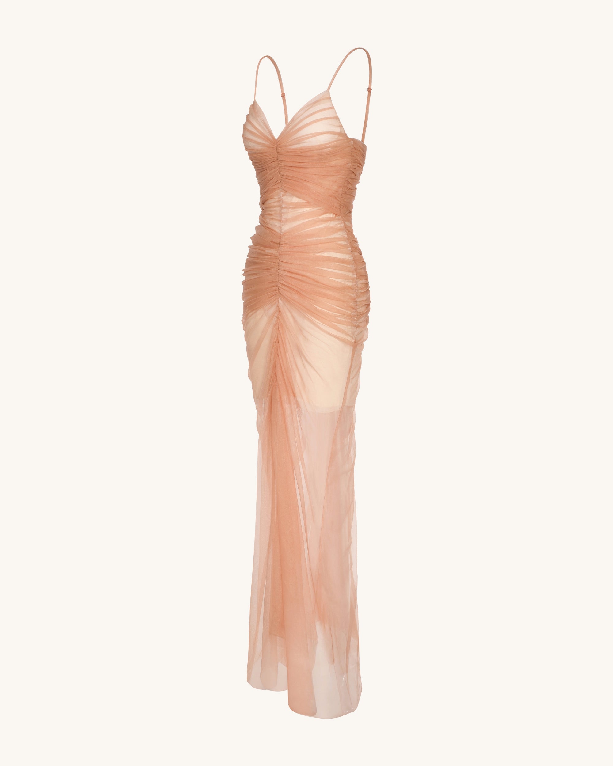 Piper Draped Mesh Evening Gown - Cinnamon 6 | US Piper Draped Mesh Evening Gown - Cinnamon 6 | US