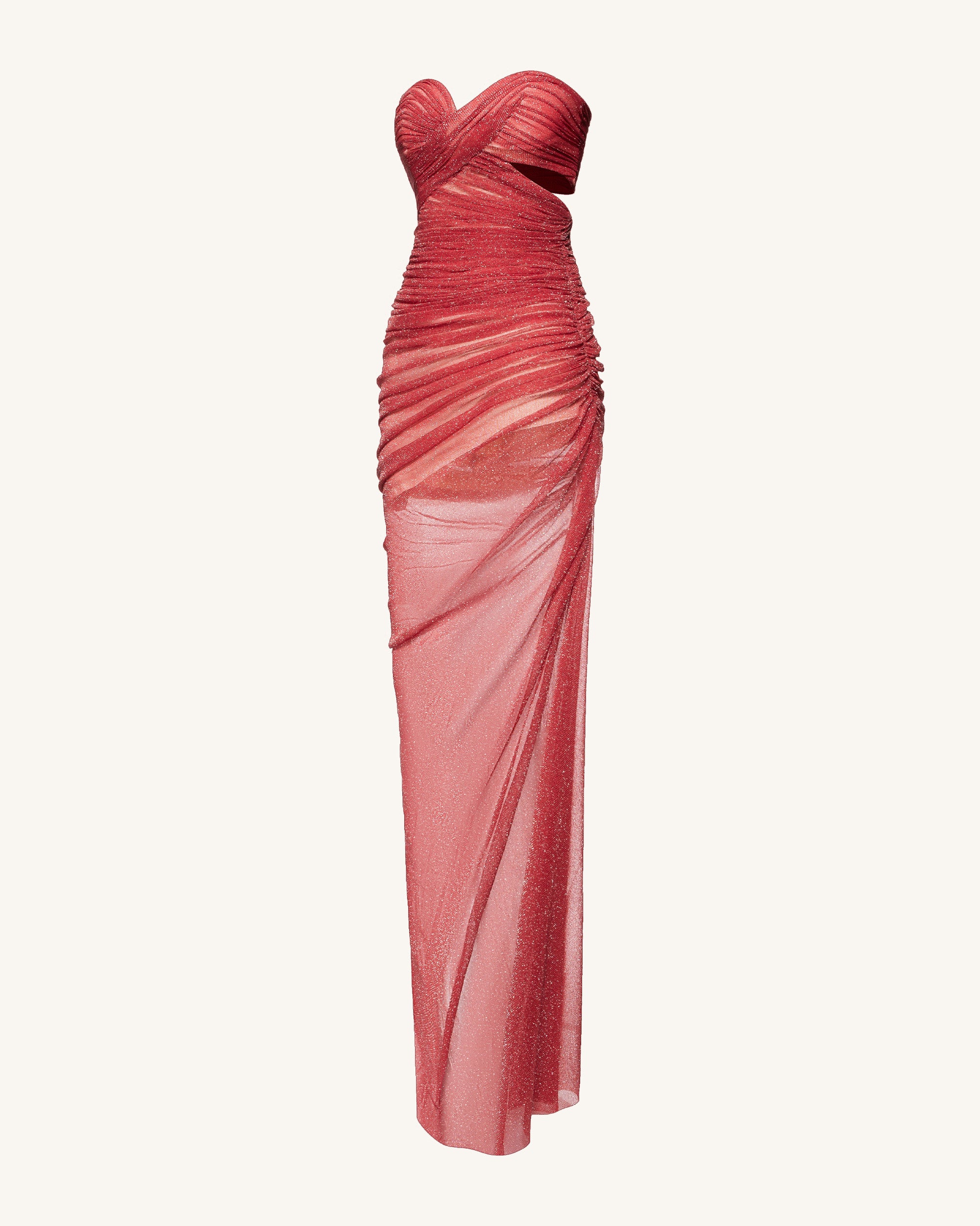 Mia Strapless Sheer Glitter Gown