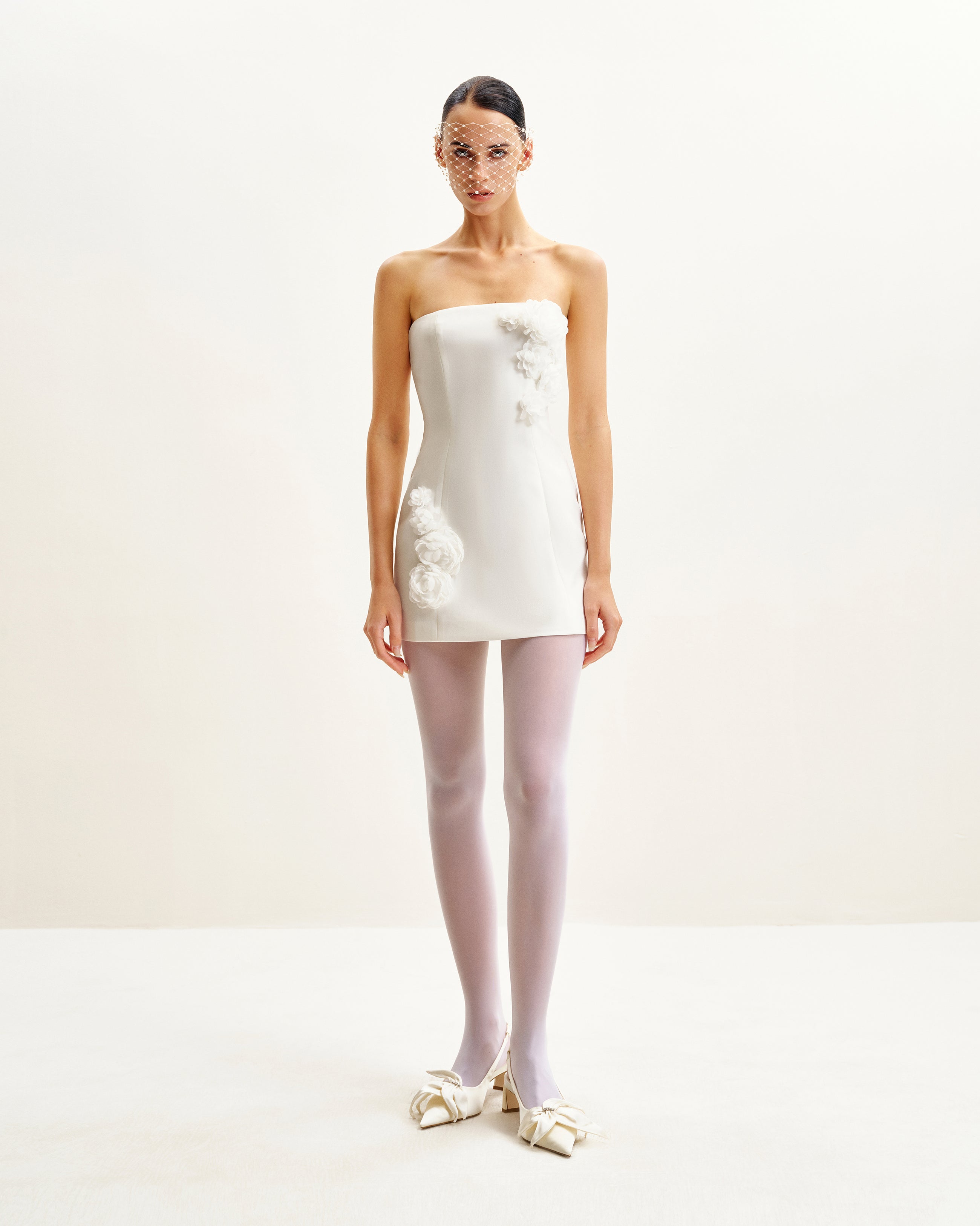 blossoming elegance strapless dress - white Blossoming Elegance Strapless Dress - White