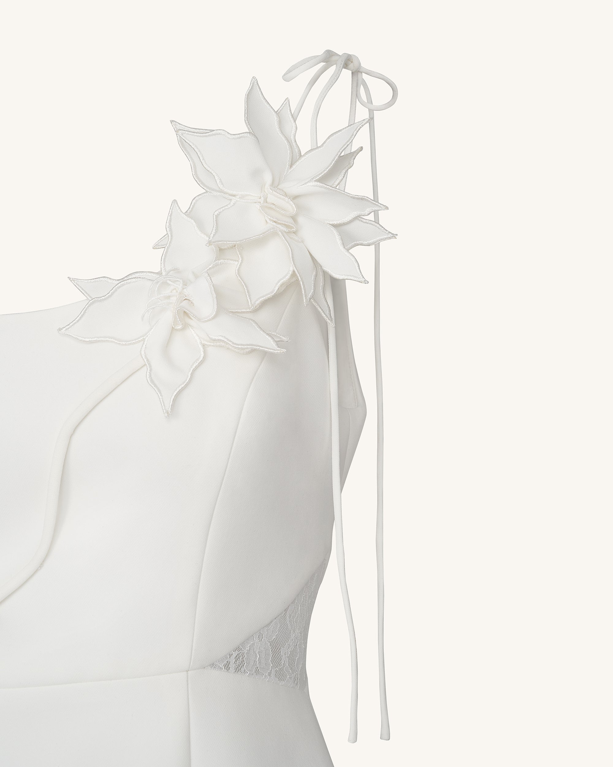 Floral Vine Tie Dress - White 8 Floral Vine Tie Dress - White 8