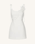 Floral Vine Tie Dress - White