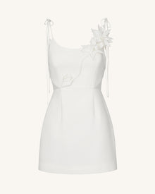 Floral Vine Tie Dress - White
