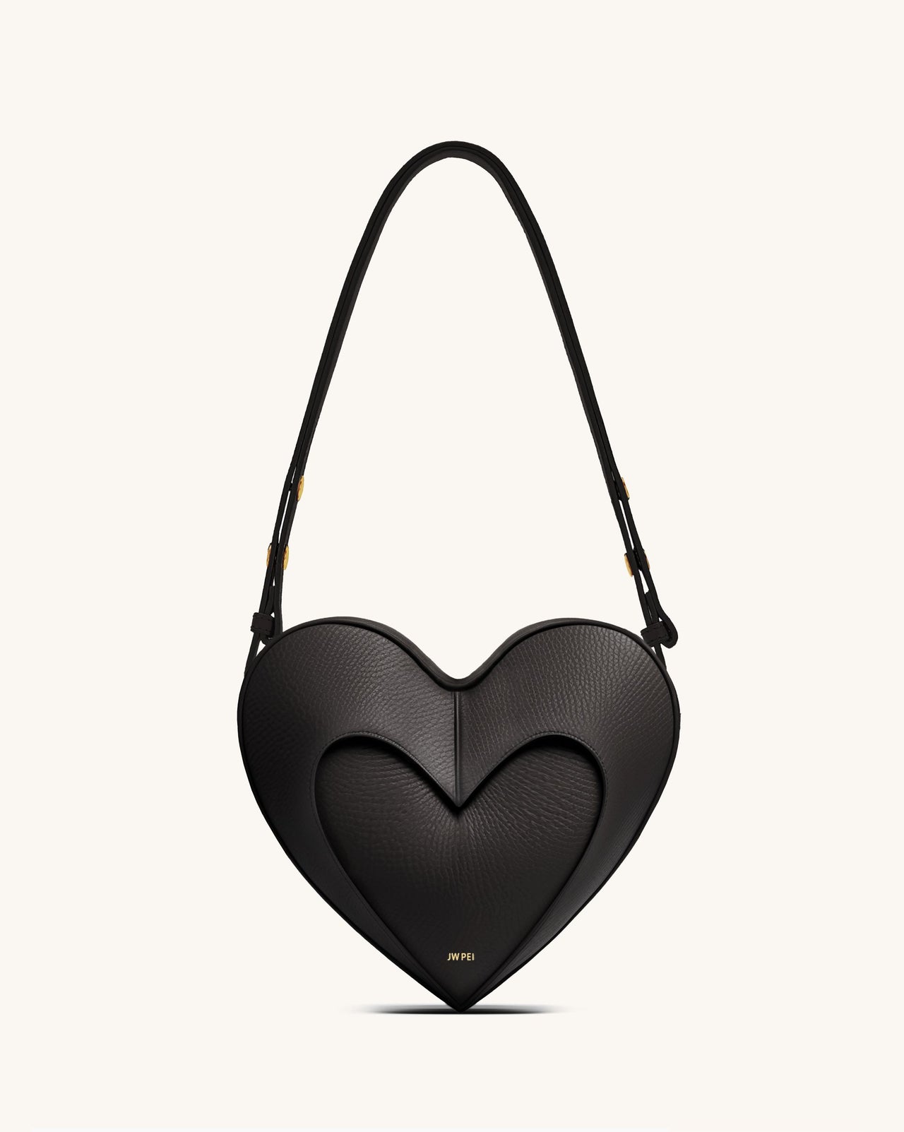 Francisca Heart Shaped Crossbody Bag - Black