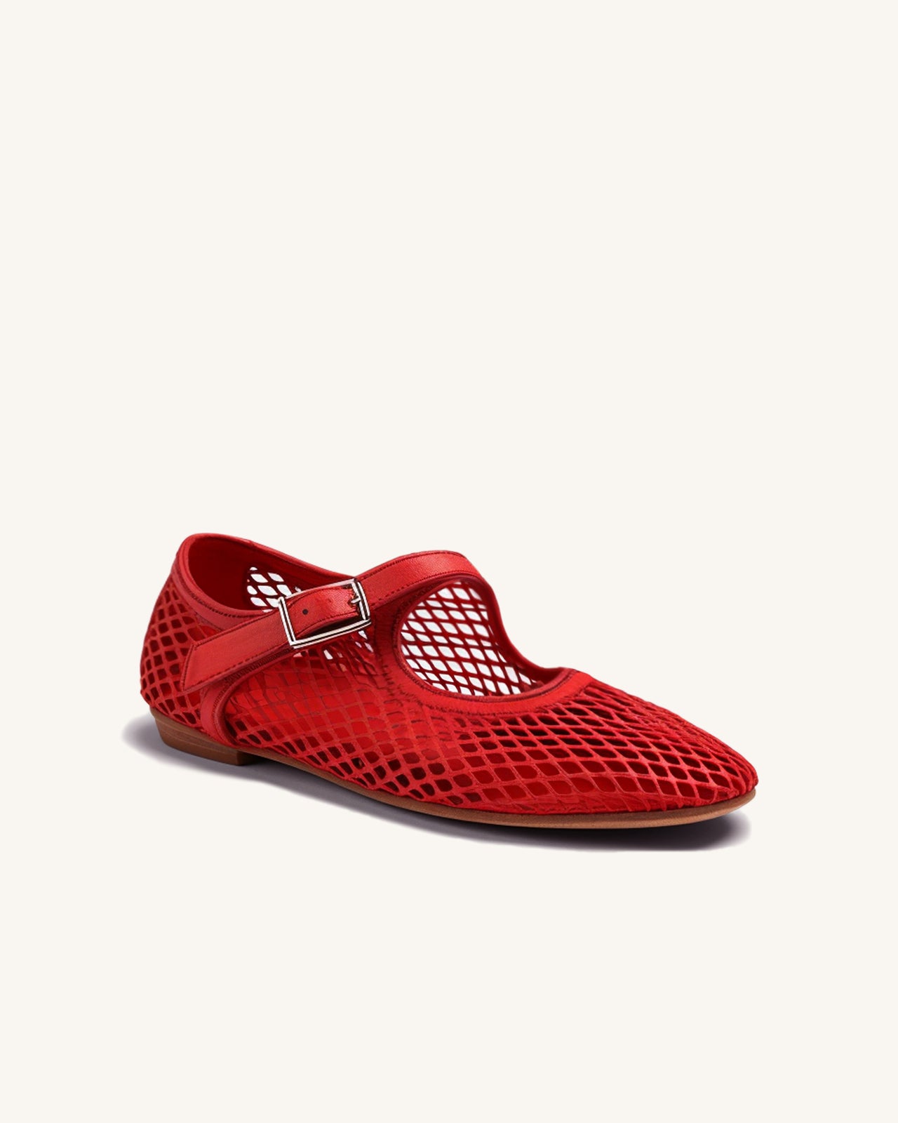 Jasna Fishnet Ballet Flats-Red