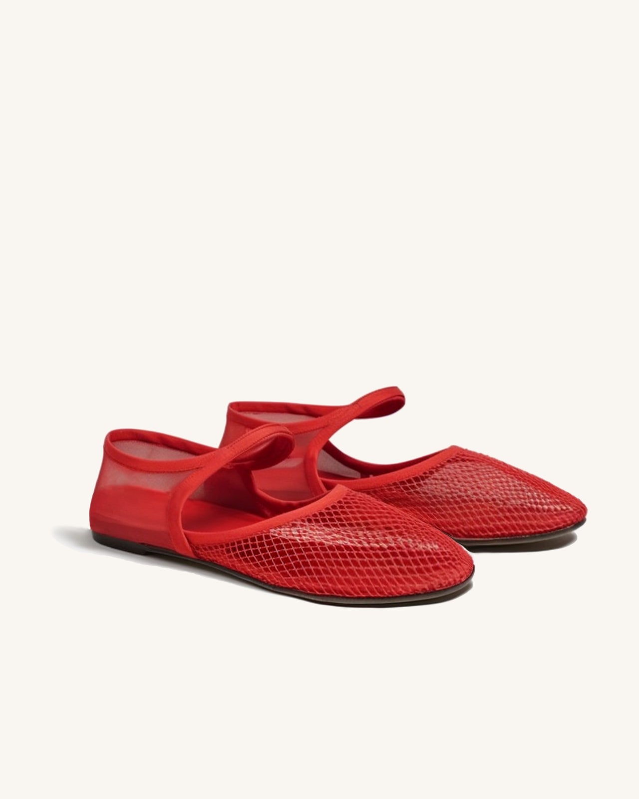 Ina Fishnet Ballet Flats-Red