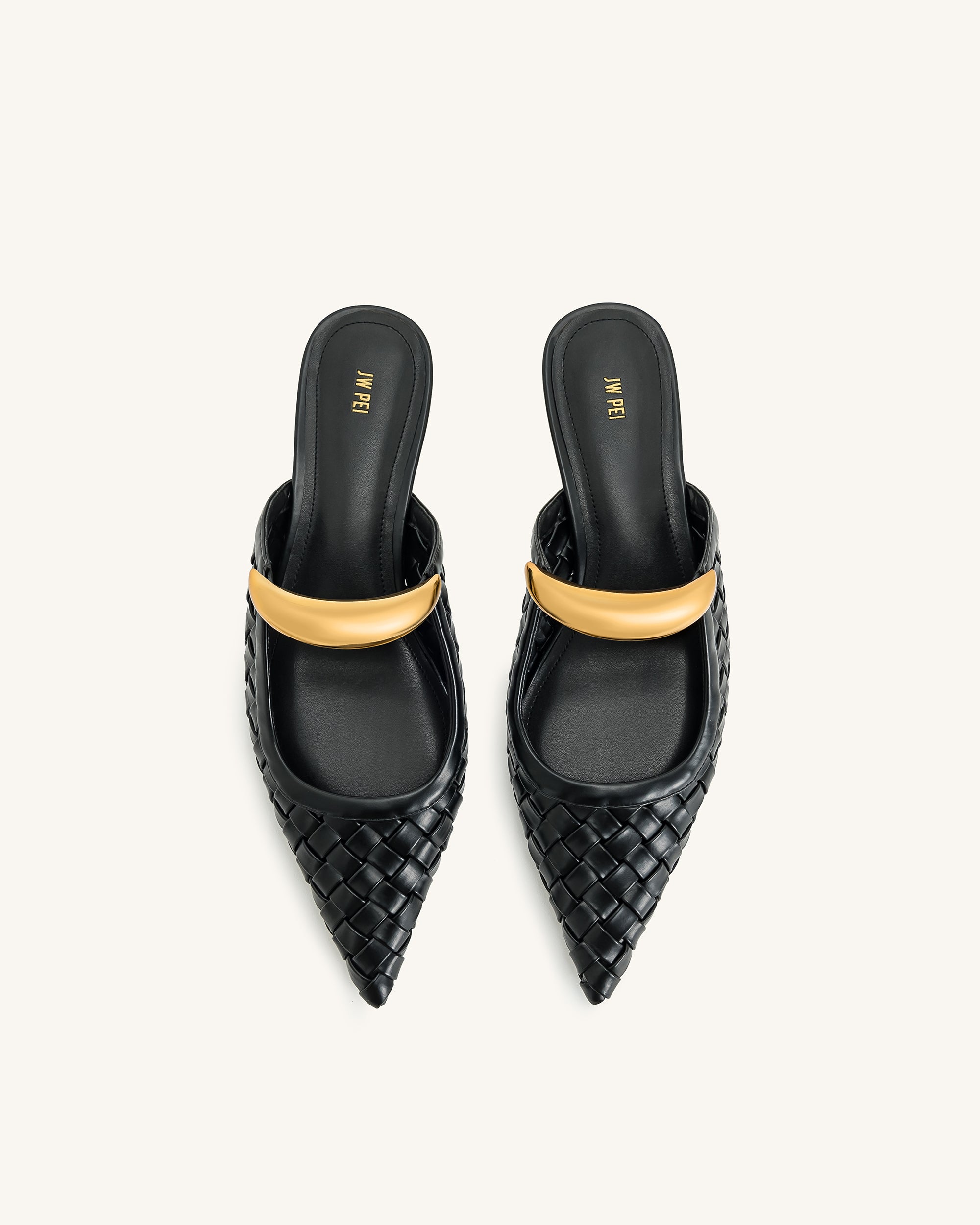 Helena Weave  Pierced Mules - Black