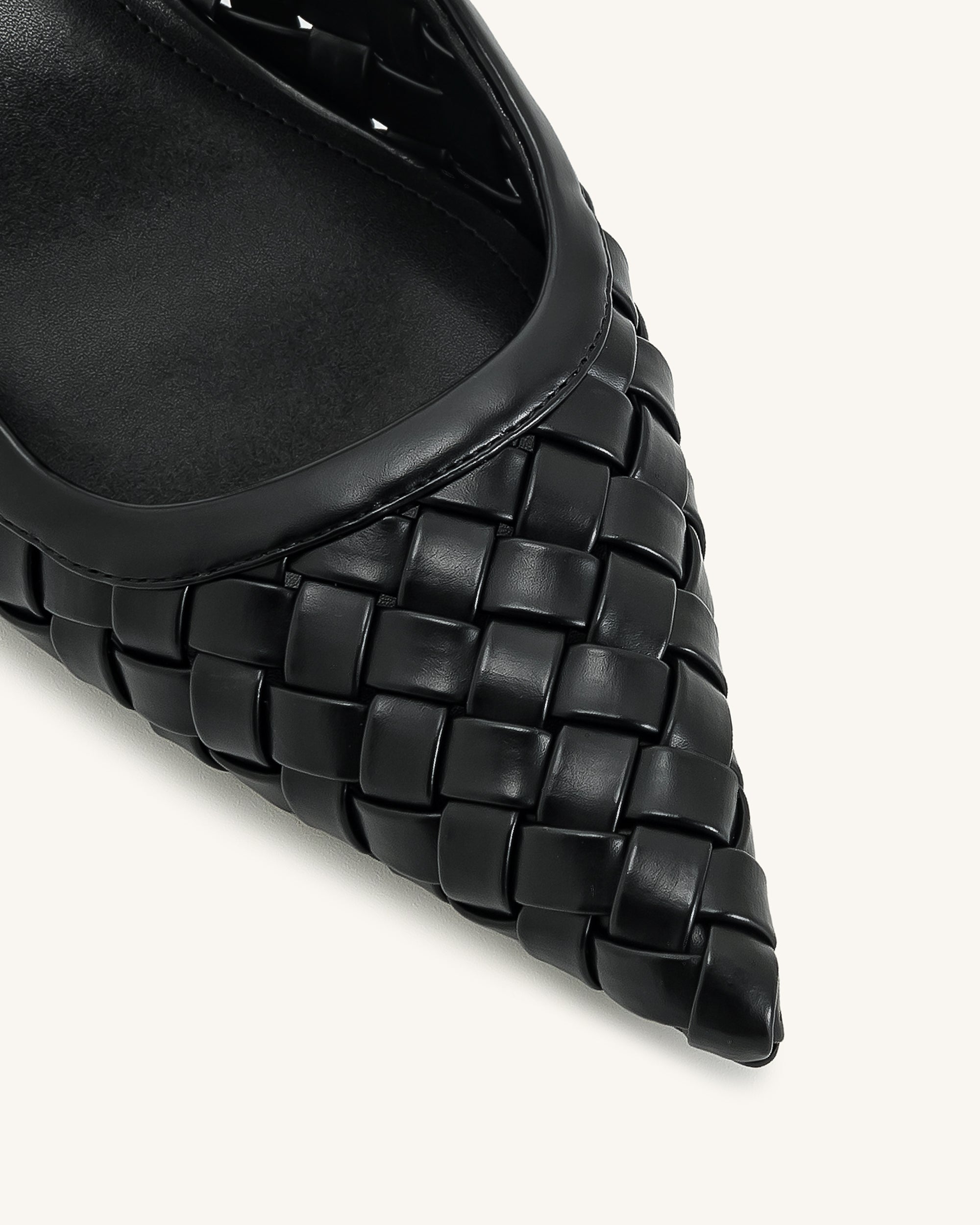 Helena Weave  Pierced Mules - Black