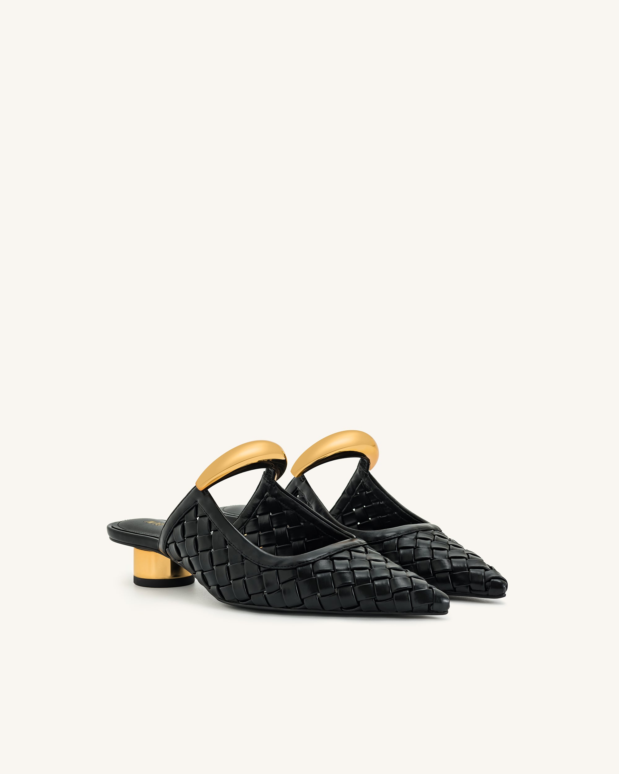 Helena Weave  Pierced Mules - Black