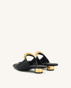 Helena Weave  Pierced Mules - Black