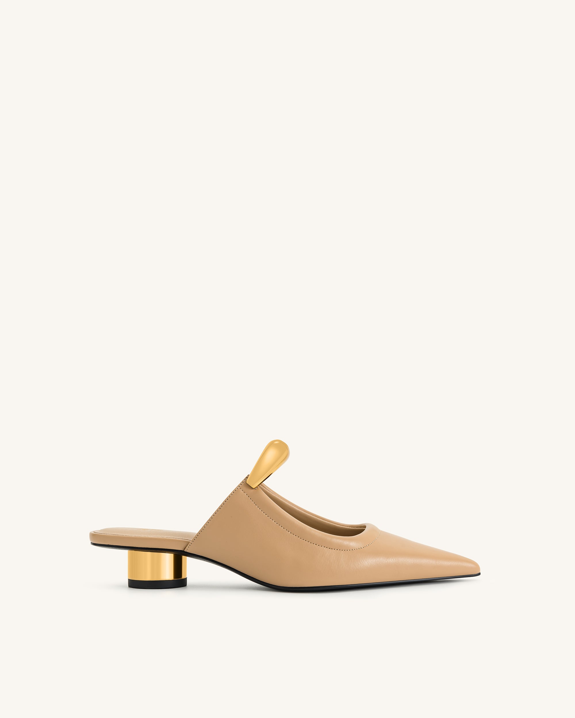 Helena  Pierced Mules - Khaki