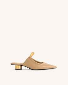Helena  Pierced Mules - Khaki