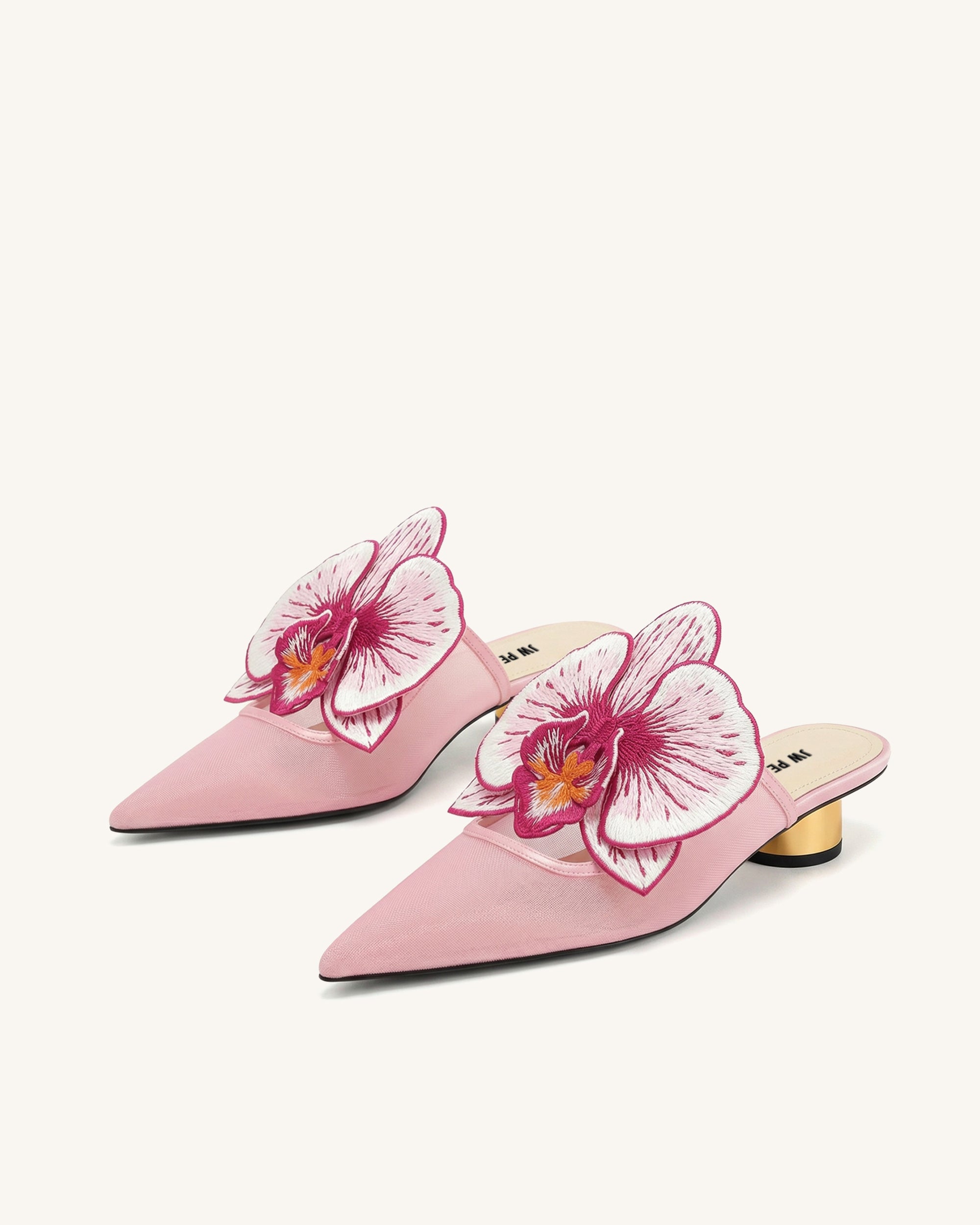 Helena Embroidery Decoration Pierced Mules - Pink | JW PEI