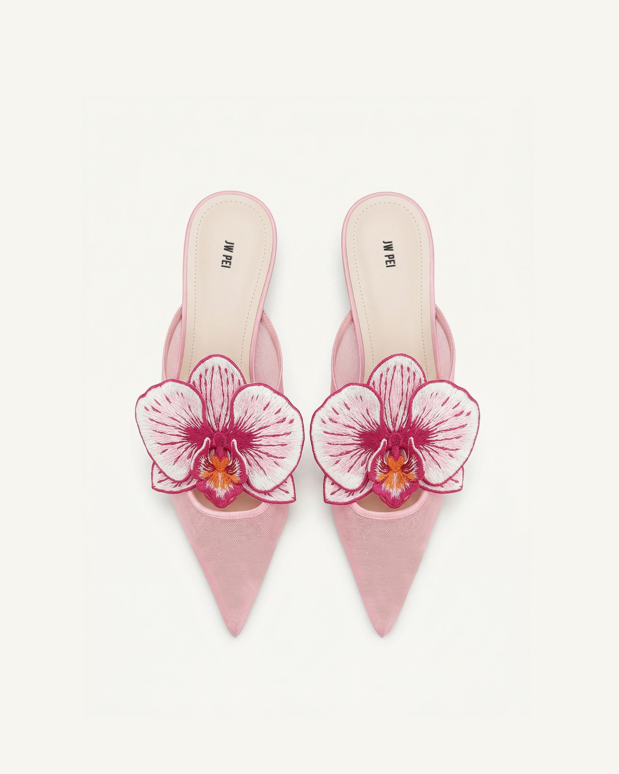 Helena Embroidery Decoration Pierced Mules - Pink | JW PEI