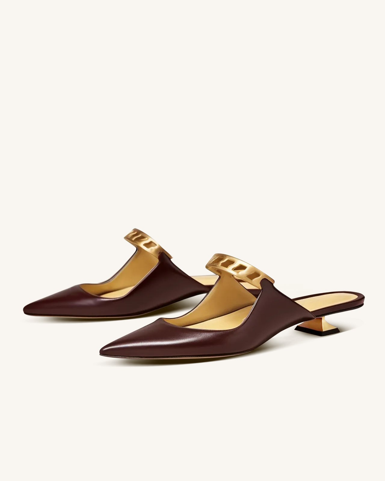 Mary Pierced Mules- Claret Red