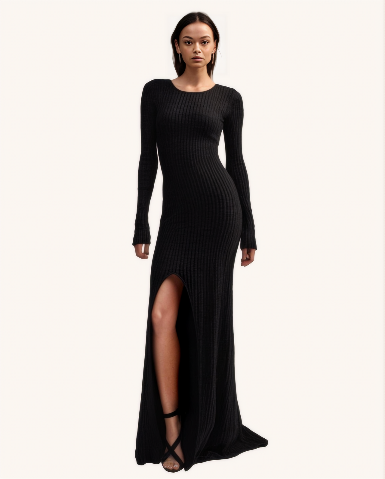 Trinity Black Slit Knit Dress