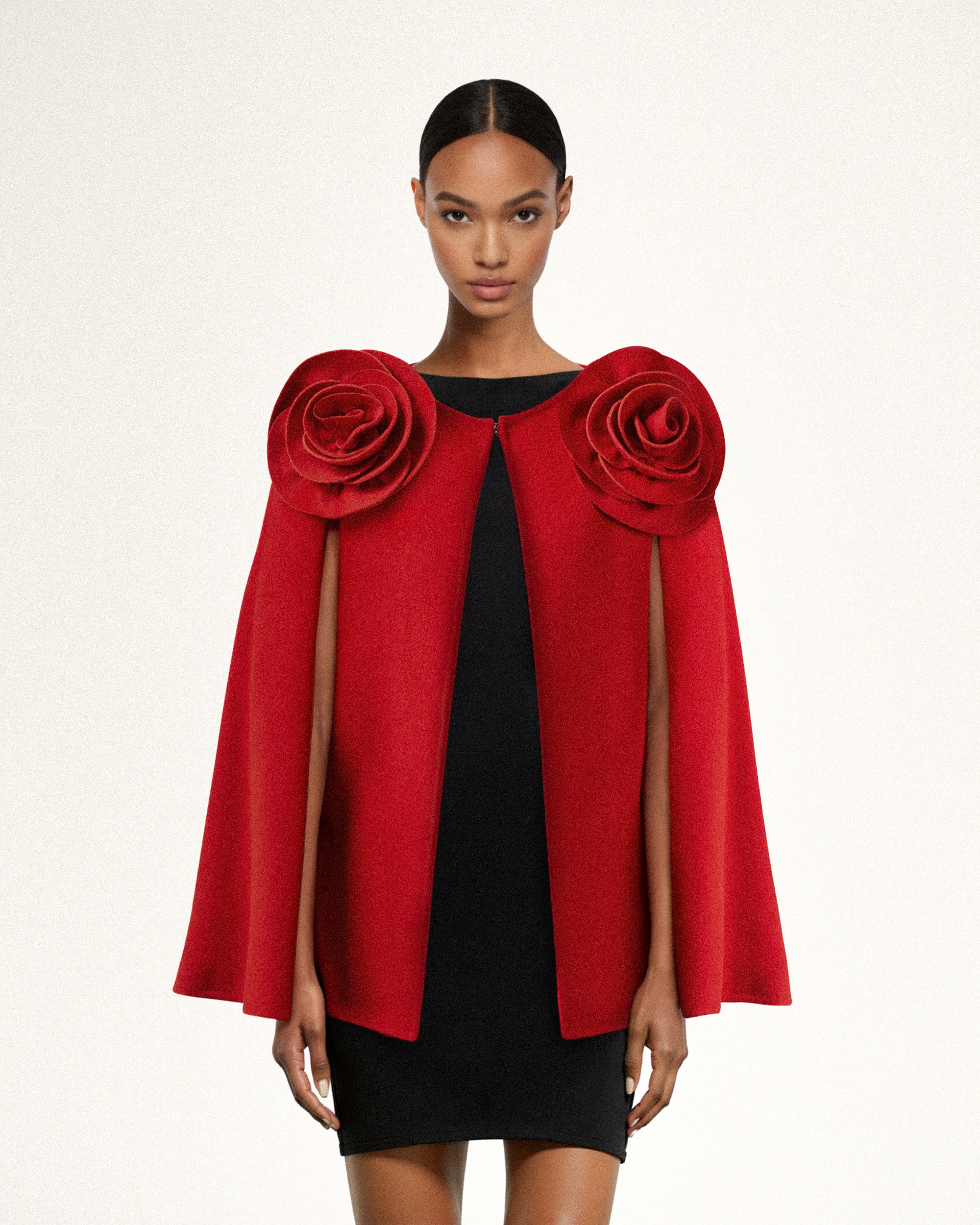 Clara Floral Applique Cape Coat - Red 6 | US Clara Floral Applique Cape Coat - Red 6 | US