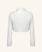 Sophie Cropped Leather Jacket - White & Red