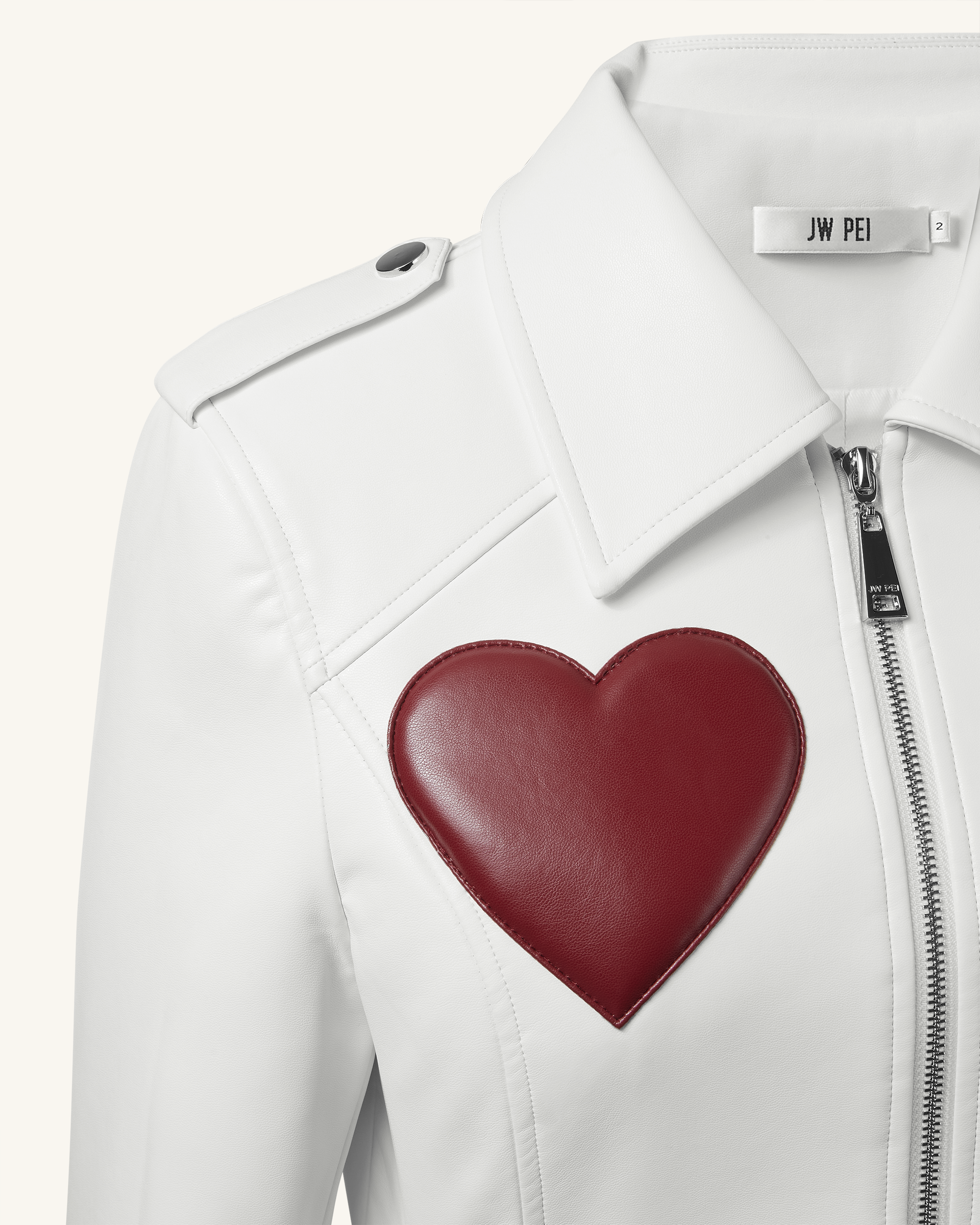 Sophie Cropped Leather Jacket - White & Red | JW PEI Sophie Cropped Leather Jacket - White & Red | JW PEI