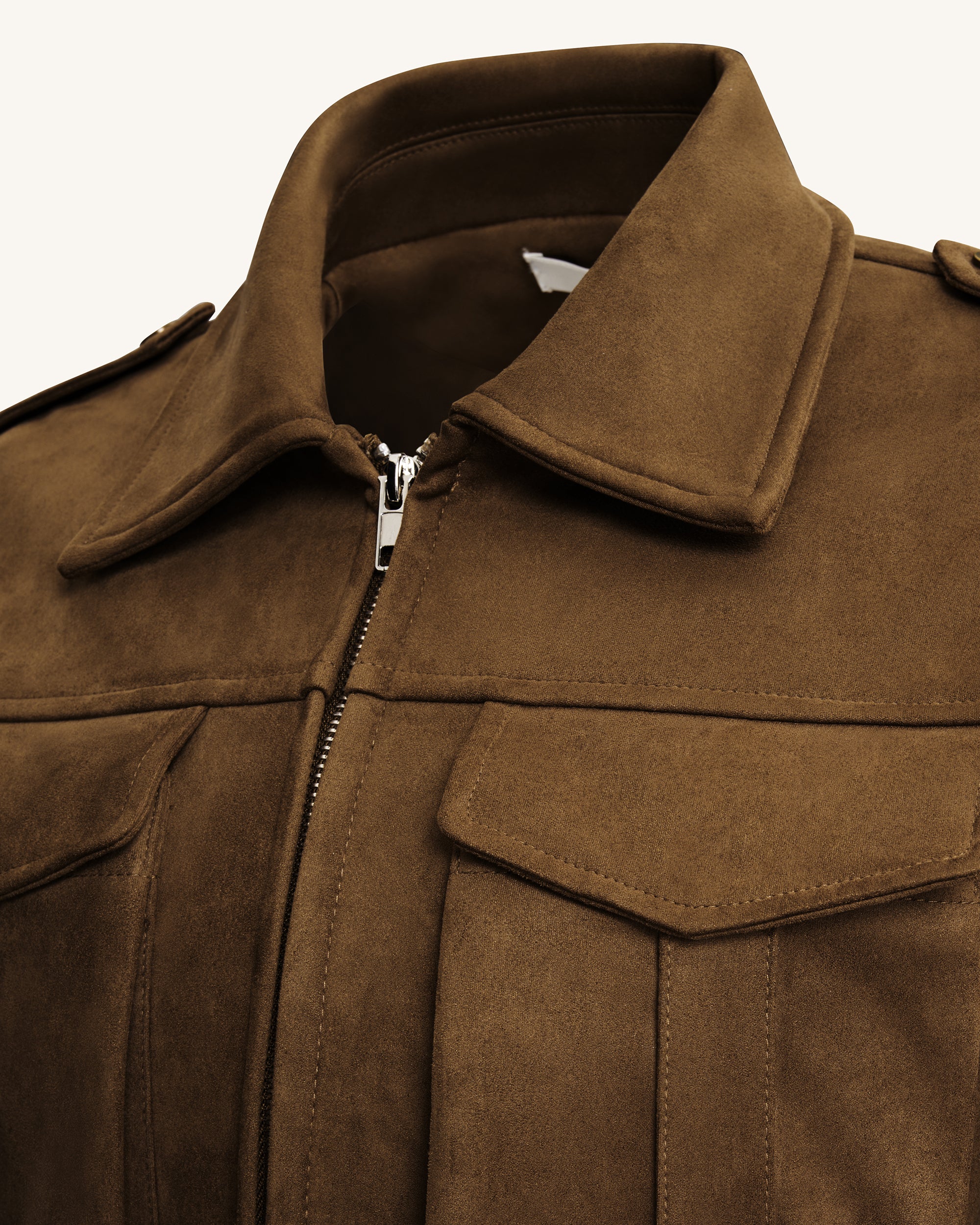 Adeline Cropped Suede Jacket - Brown